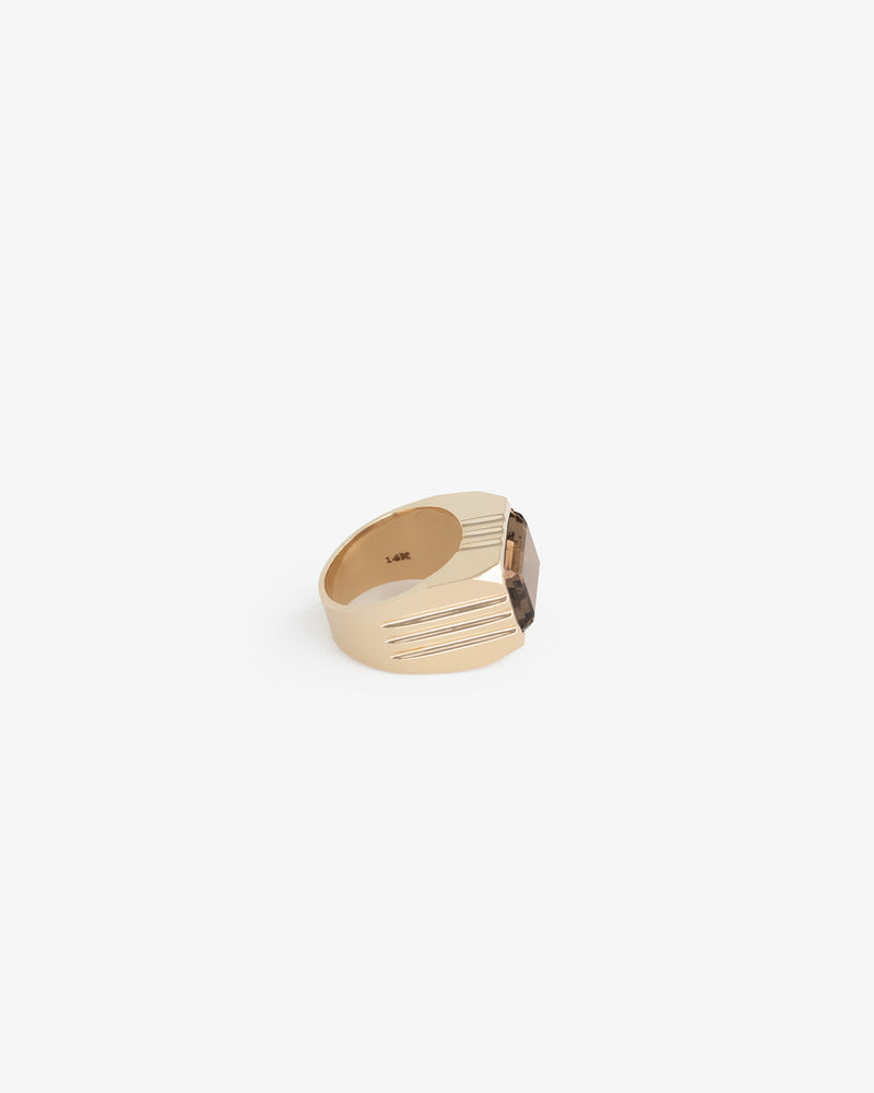 14Kt Gold Smoky Quartz Signet Ring