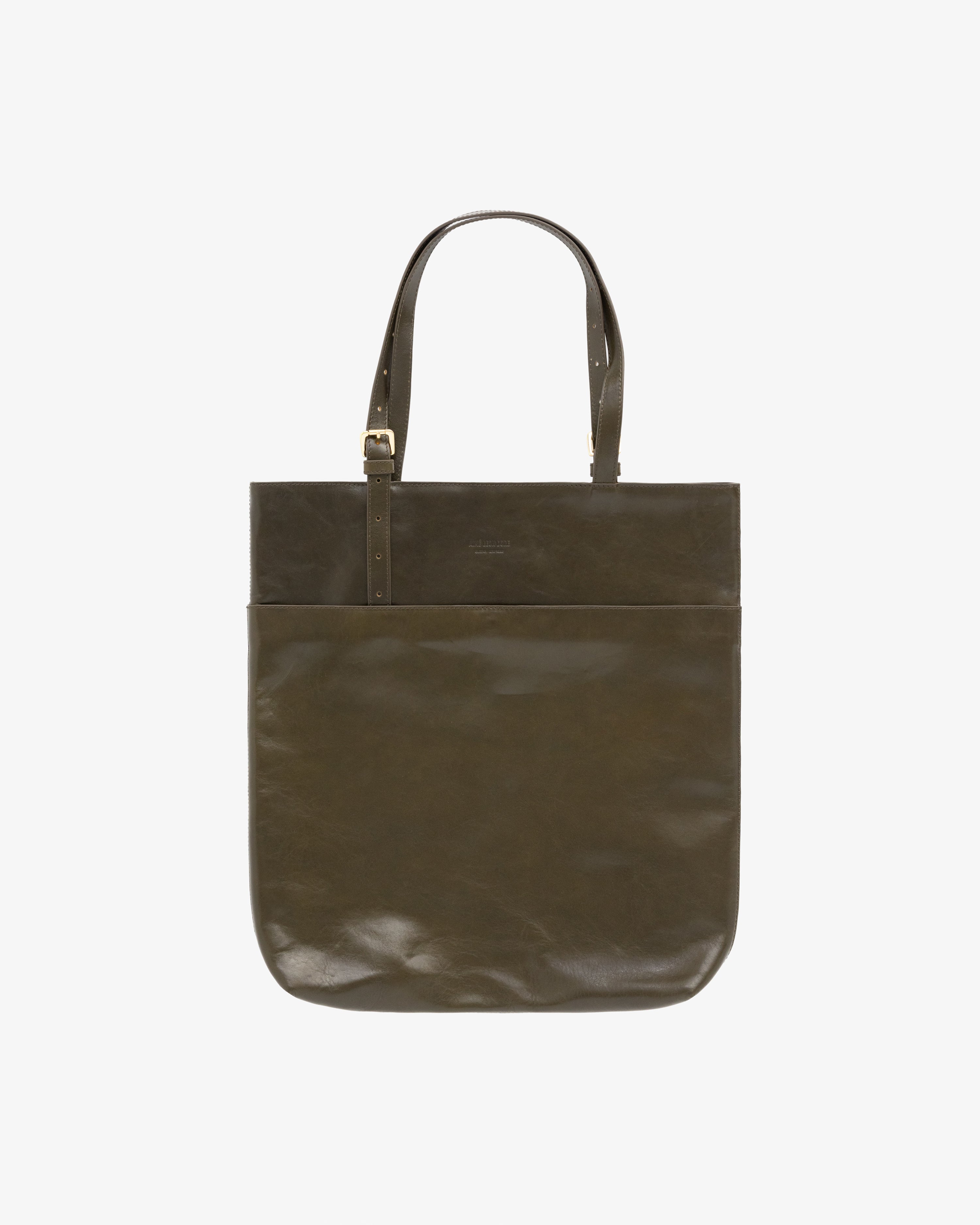 Debossed Logo Leather Document Tote