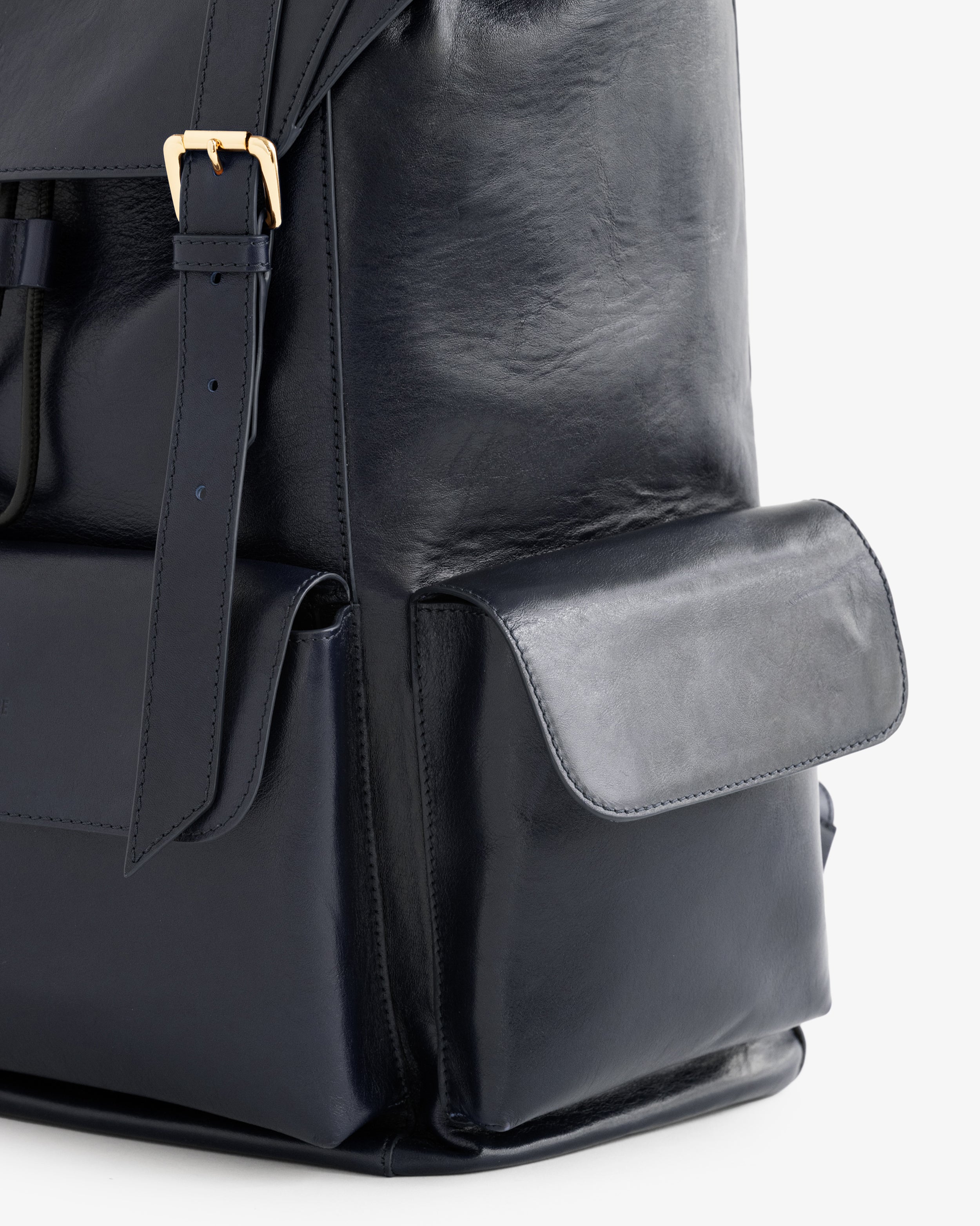 Debossed Logo Leather Backpack