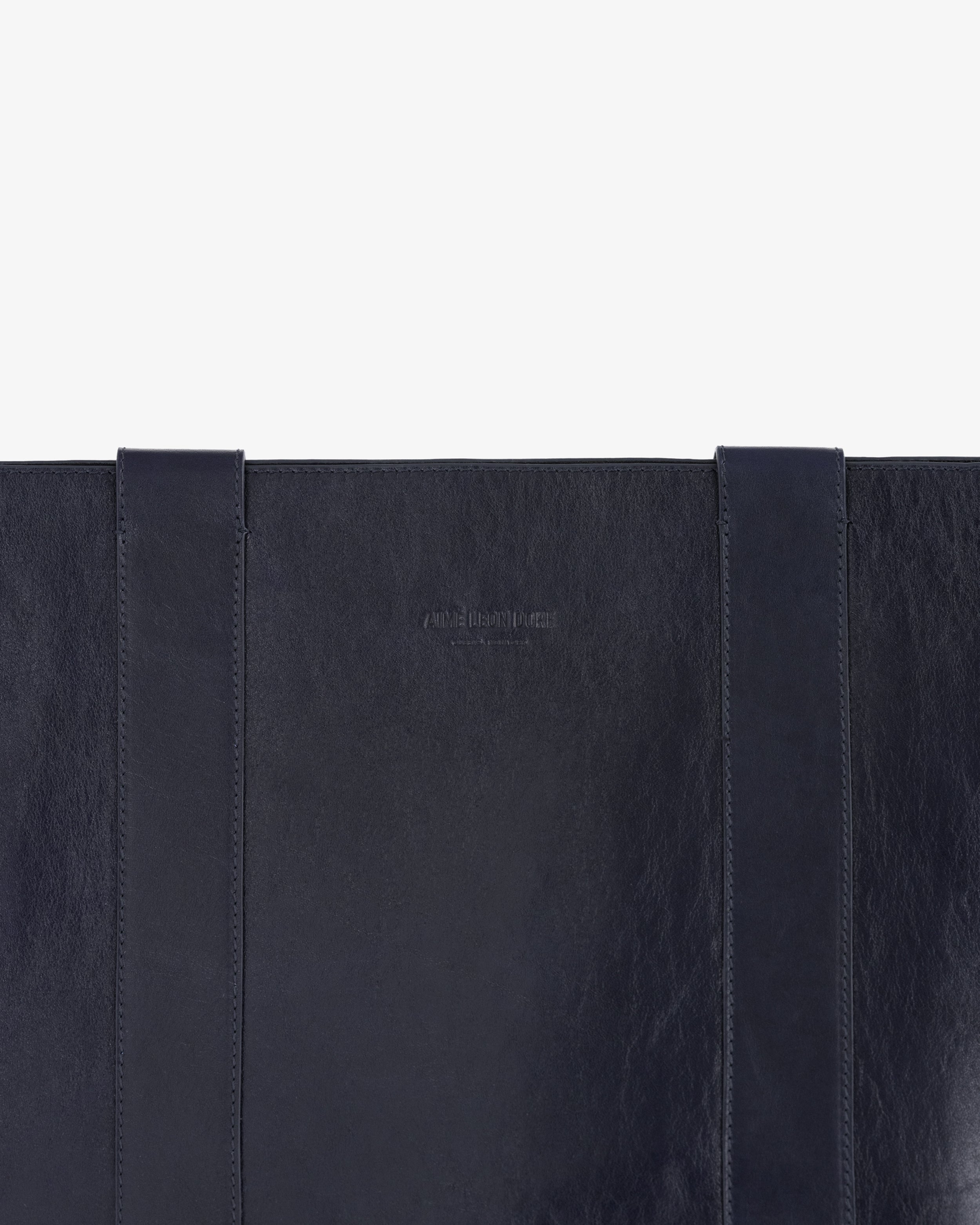 Debossed Logo Leather Tote Bag