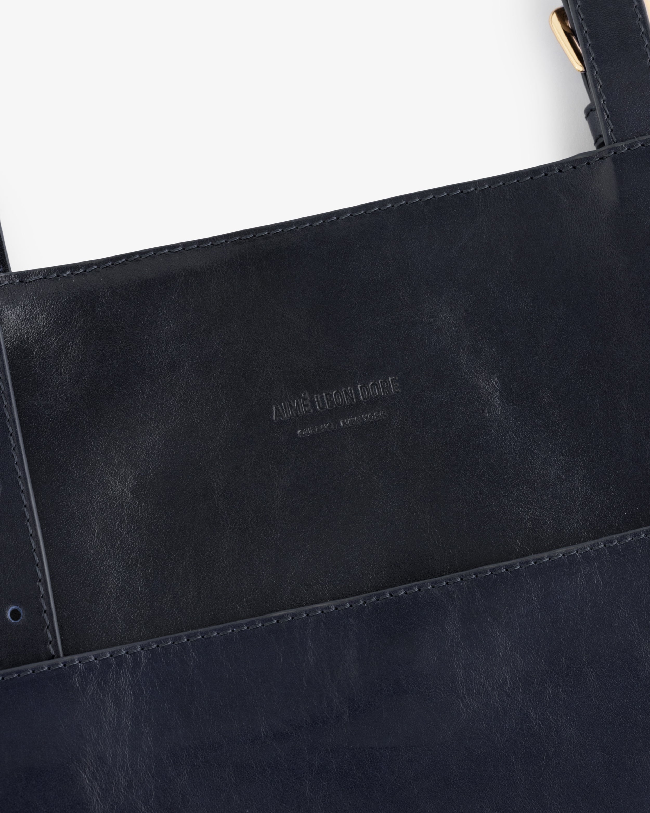 Debossed Logo Leather Document Tote
