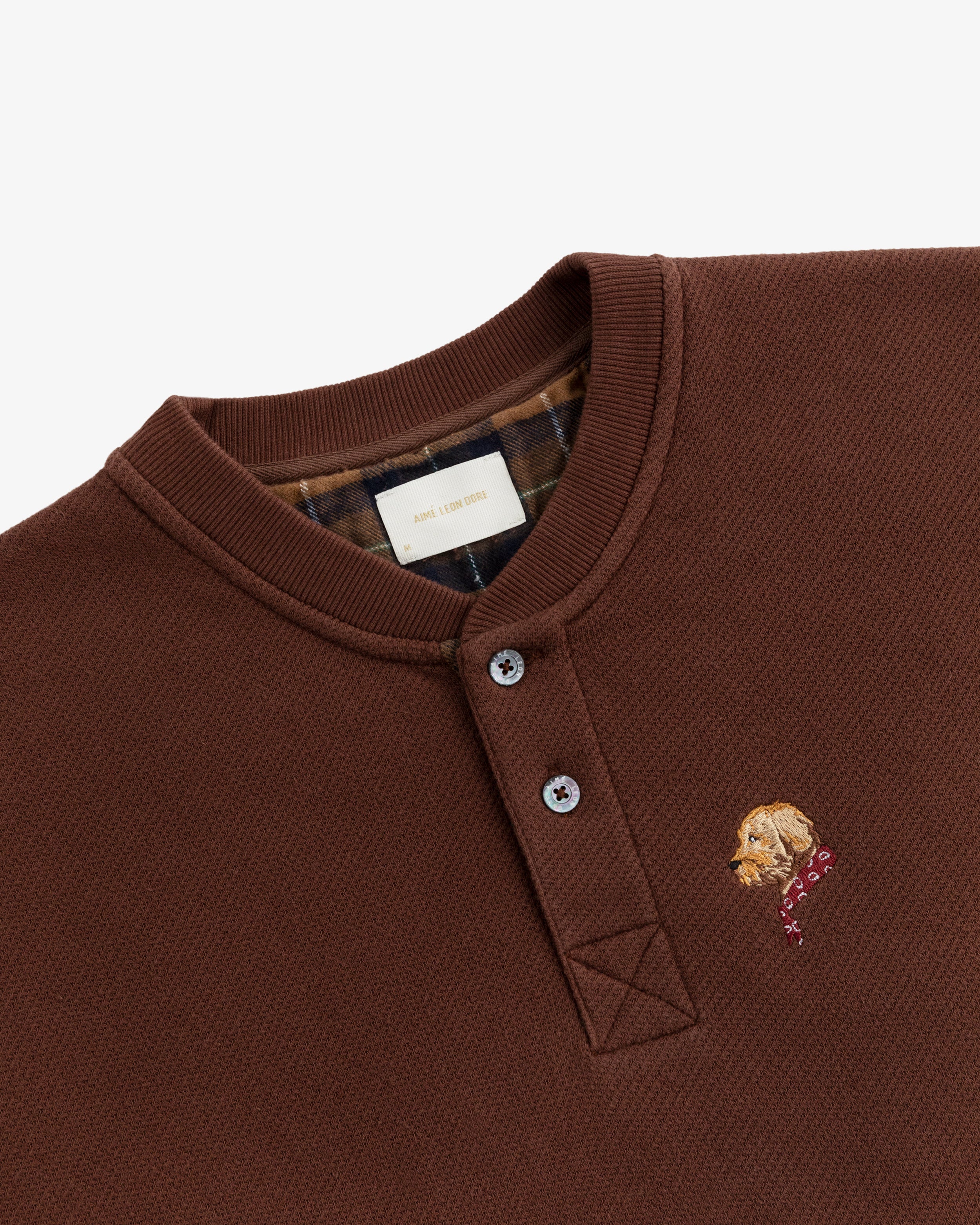 Embroidered Waffle Henley
