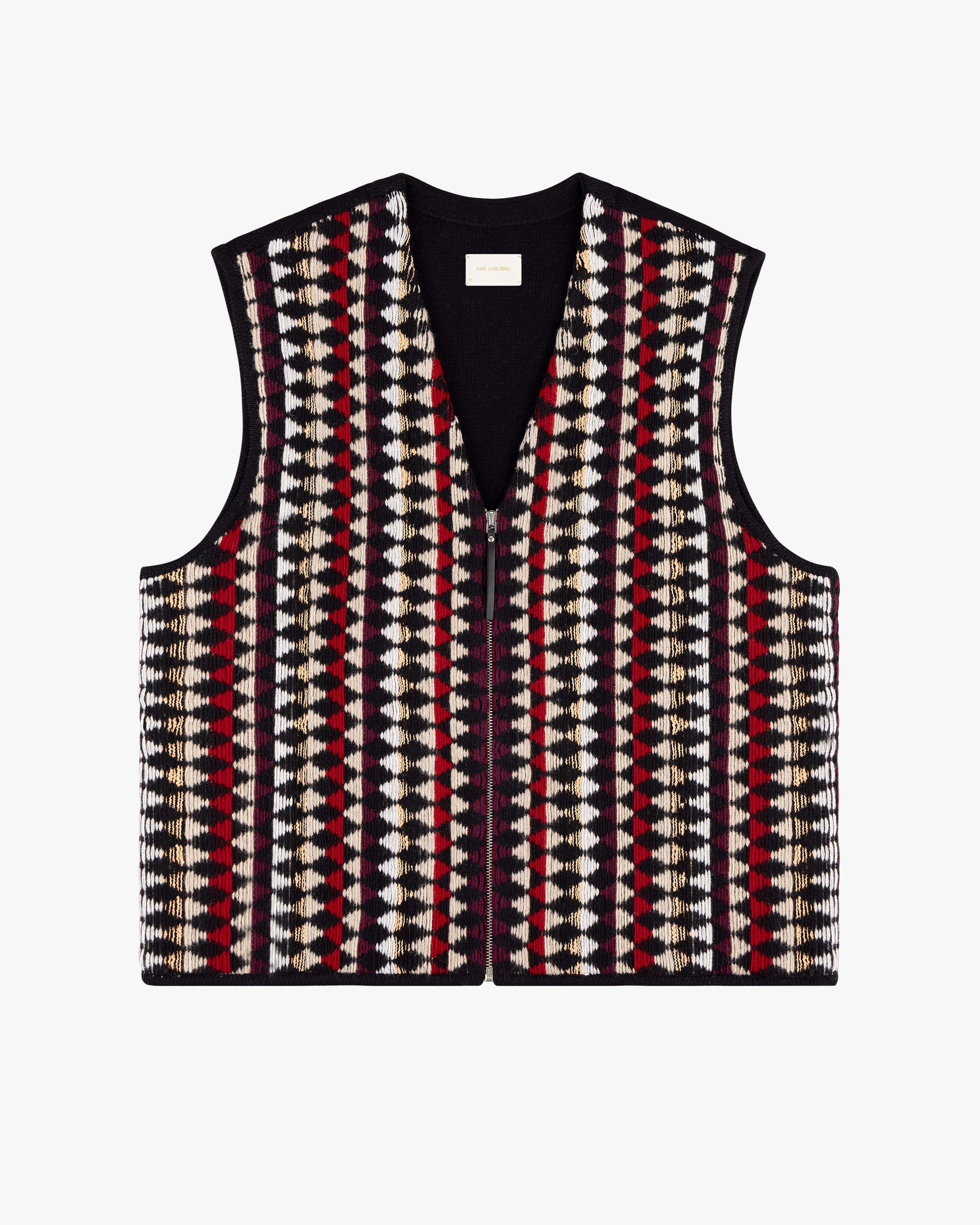 Wool Argyle Zip Vest