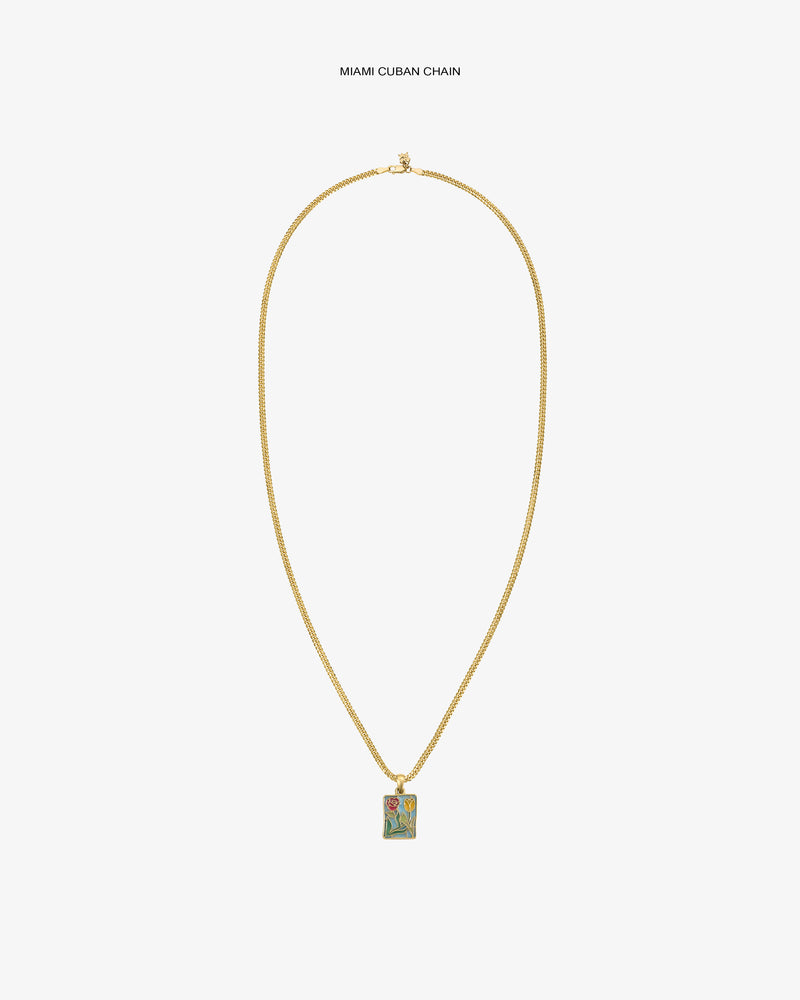 14Kt Gold Stained Glass Crest Pendant