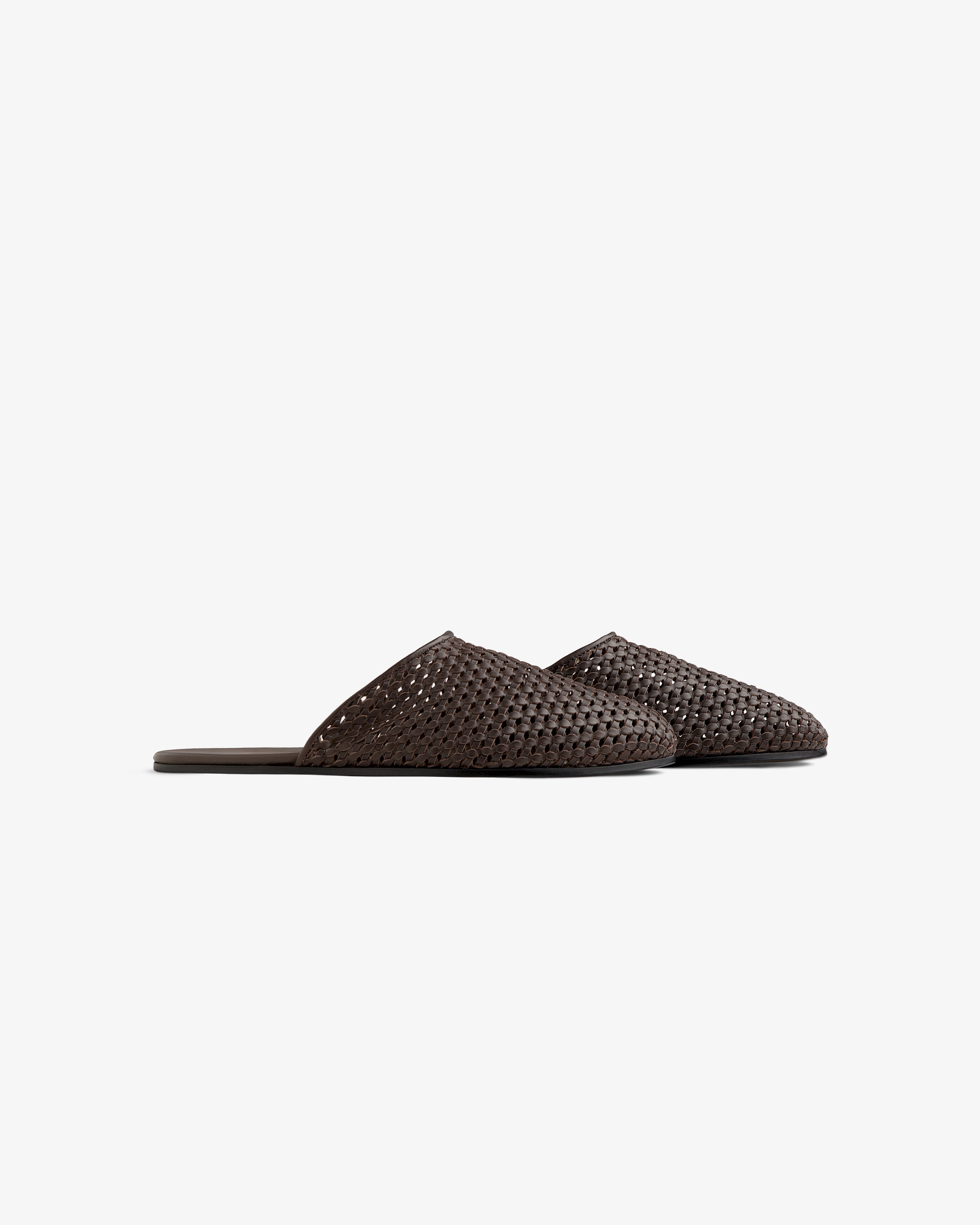 Leather Raffia Mule