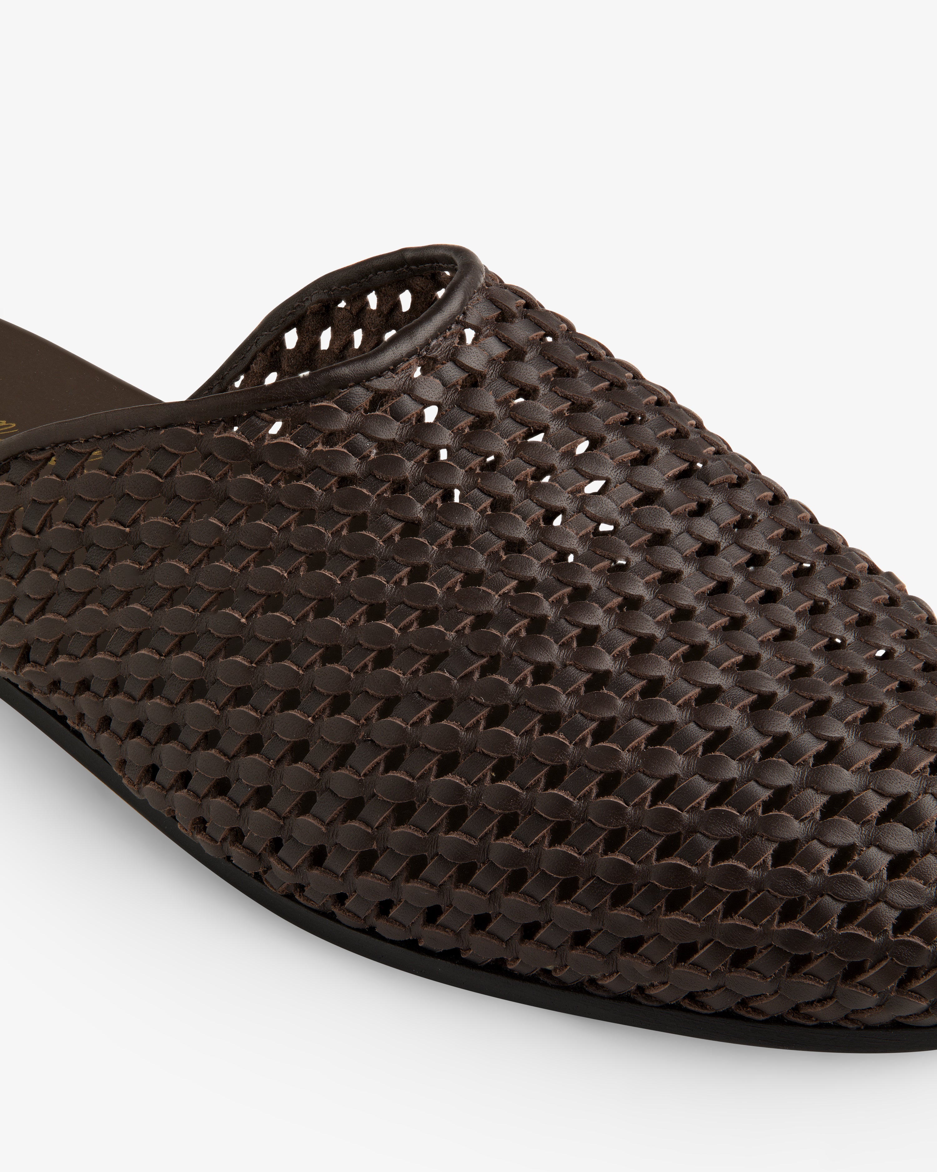 Leather Raffia Mule