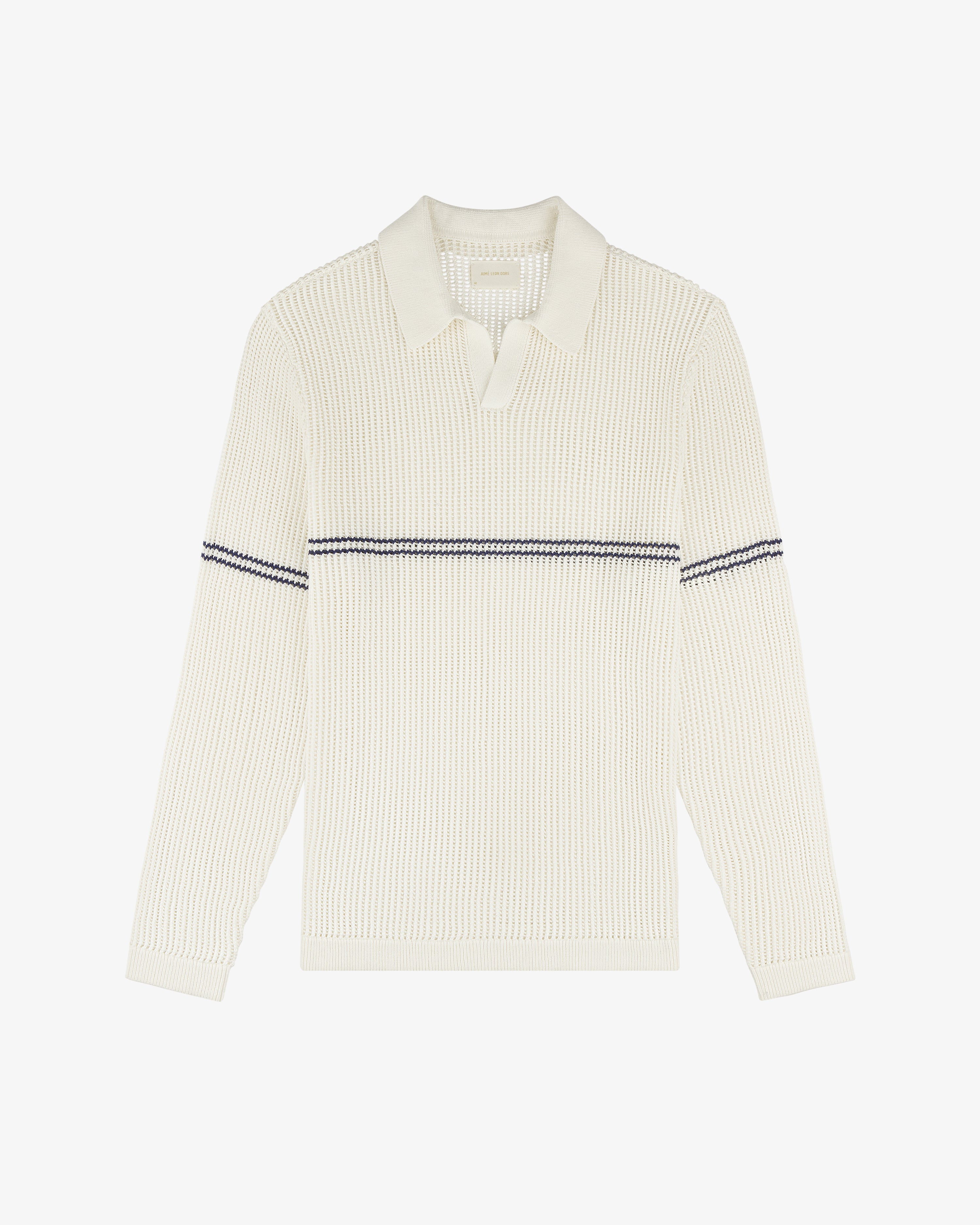 Long-Sleeve Mesh Knit Polo