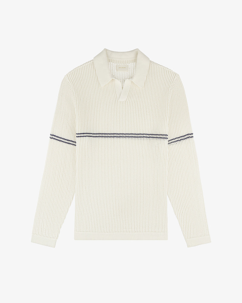 Long-Sleeve Mesh Knit Polo