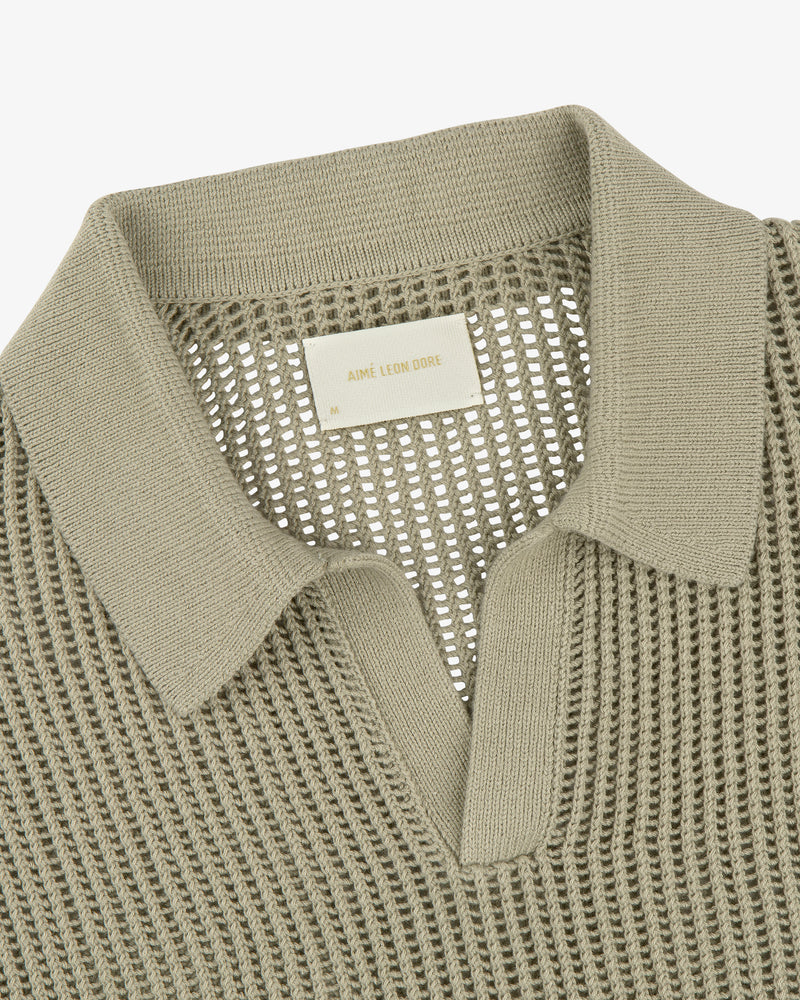 Long-Sleeve Mesh Knit Polo