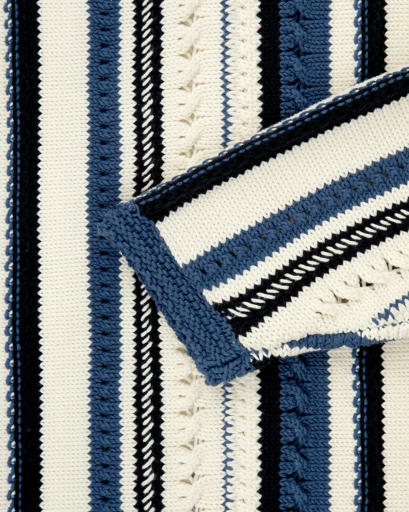 Striped Eyelet Crewneck Sweater