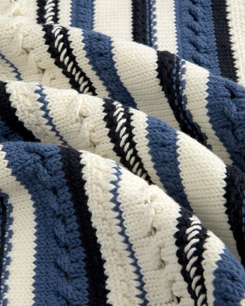 Striped Eyelet Crewneck Sweater