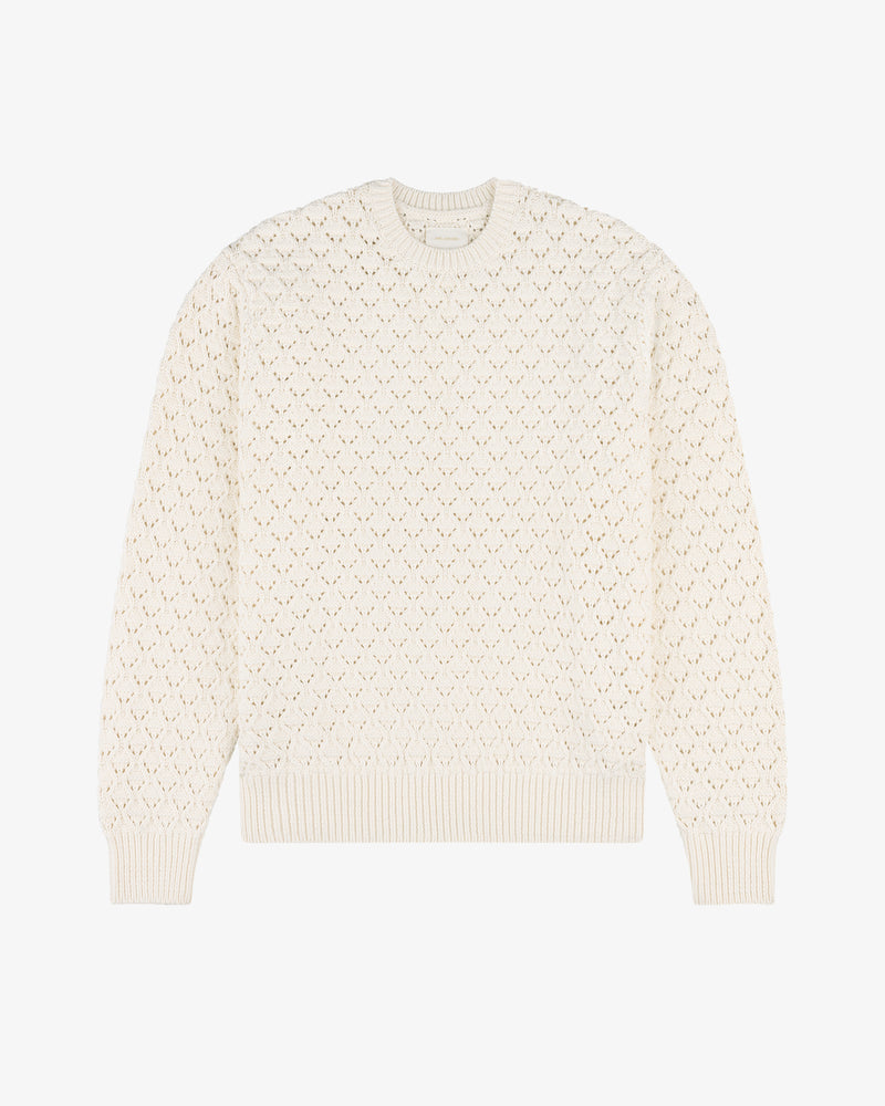 Eyelet Knit Crewneck Sweater