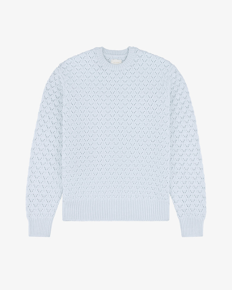 Eyelet Knit Crewneck Sweater