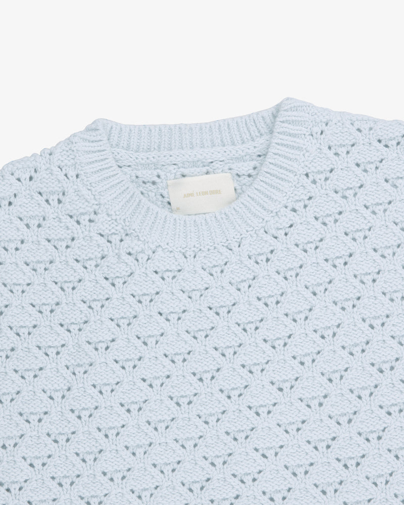 Eyelet Knit Crewneck Sweater