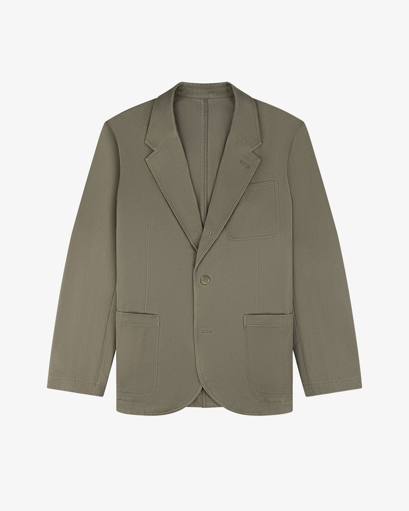 Single-Breasted Washed Twill Suit Jacket
