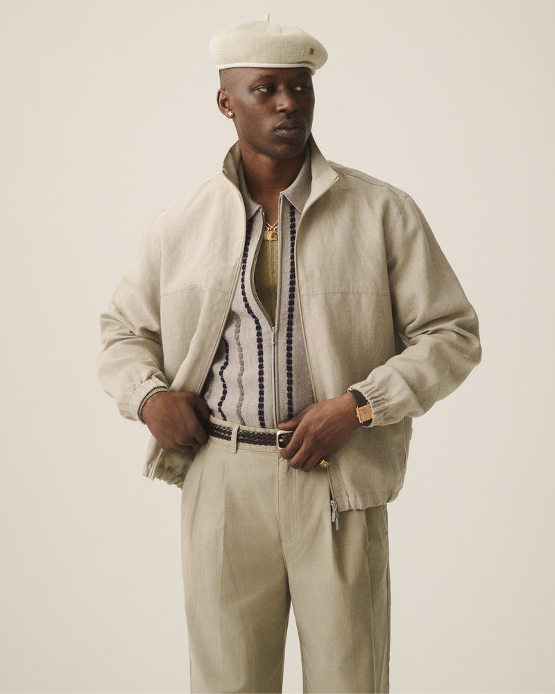 Jacquard Stripe Polo Cardigan