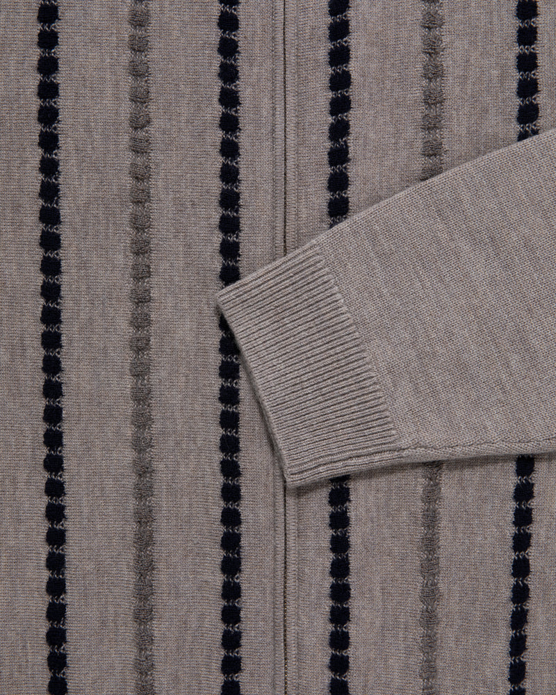 Jacquard Stripe Polo Cardigan