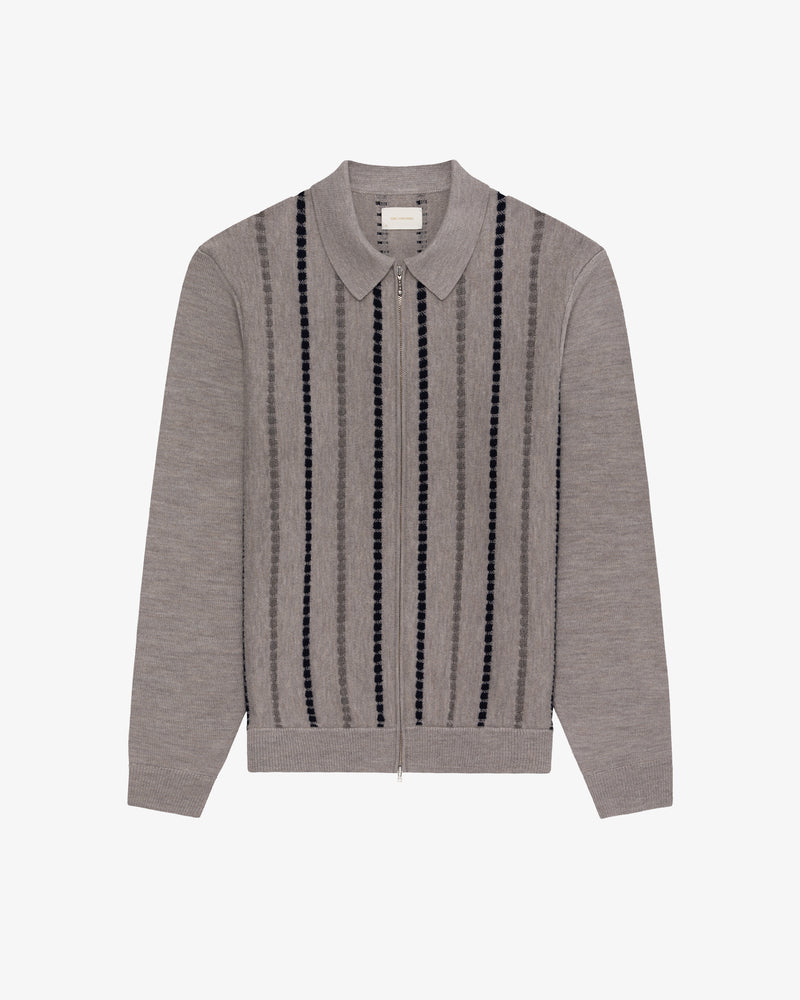 Jacquard Stripe Polo Cardigan