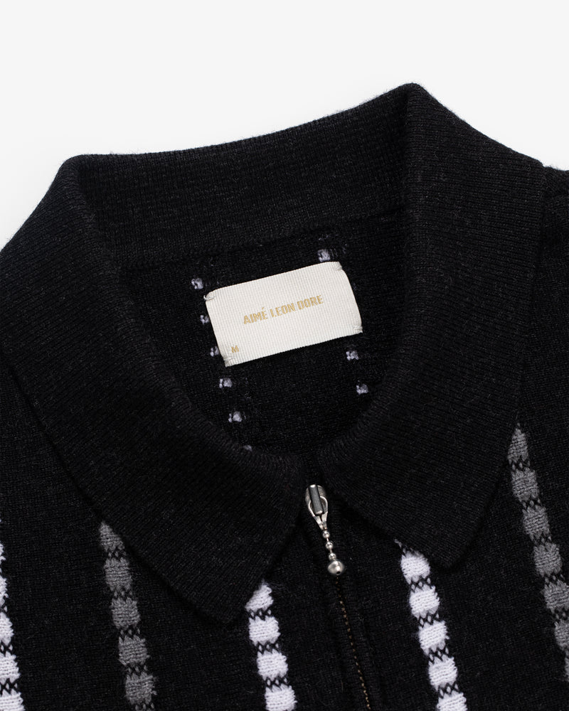 Jacquard Stripe Polo Cardigan