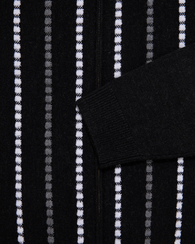 Jacquard Stripe Polo Cardigan