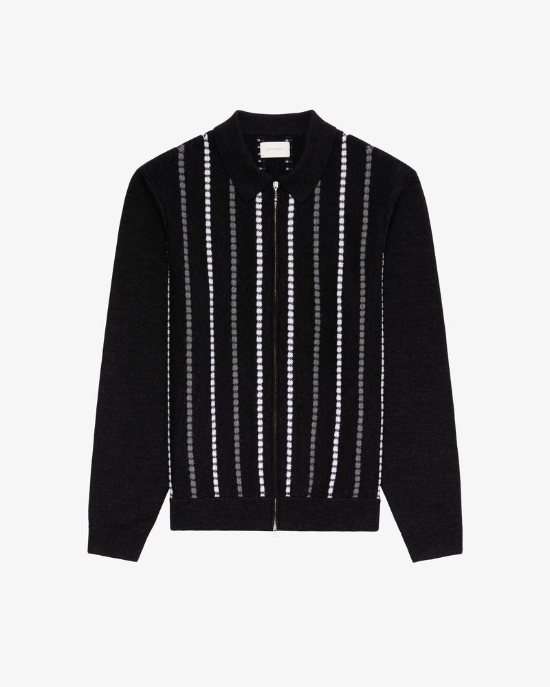 Jacquard Stripe Polo Cardigan