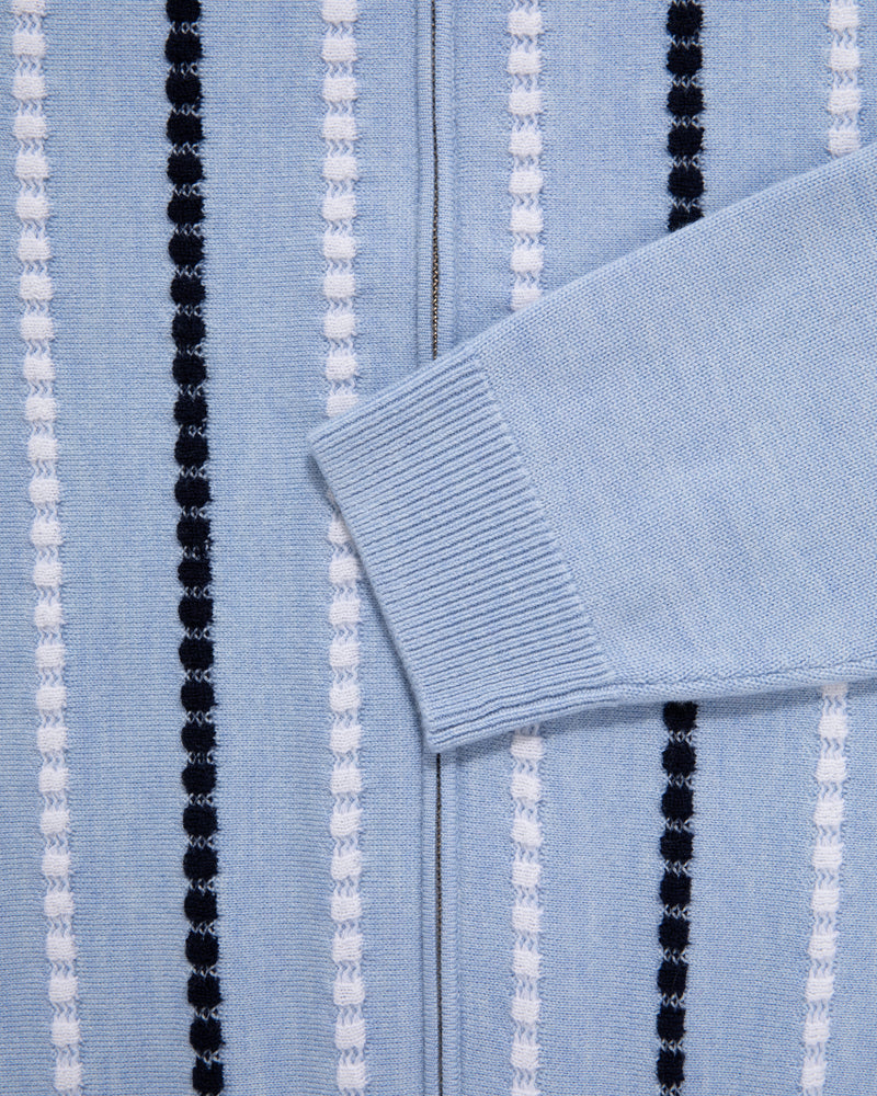 Jacquard Stripe Polo Cardigan