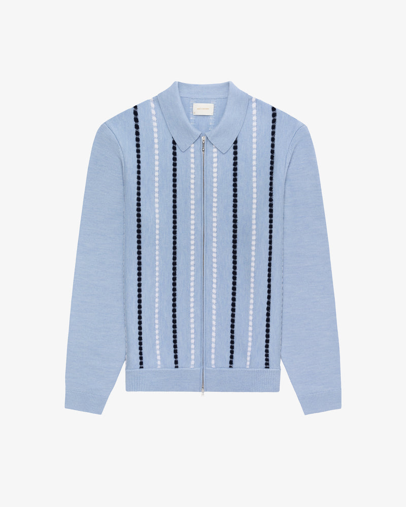 Jacquard Stripe Polo Cardigan