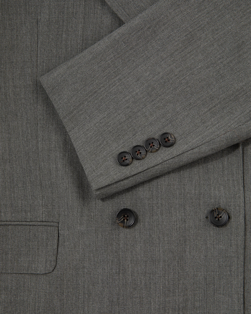 Double-Breasted Tropical Wool Suit Jacket