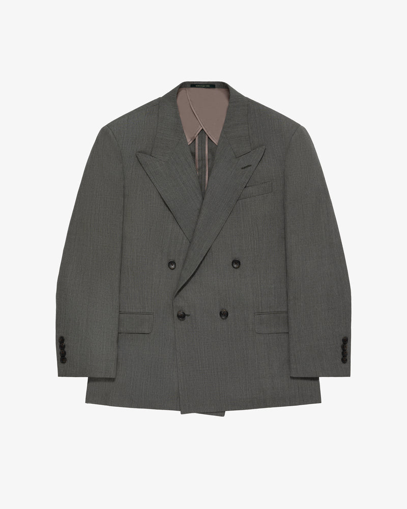 Double-Breasted Tropical Wool Suit Jacket