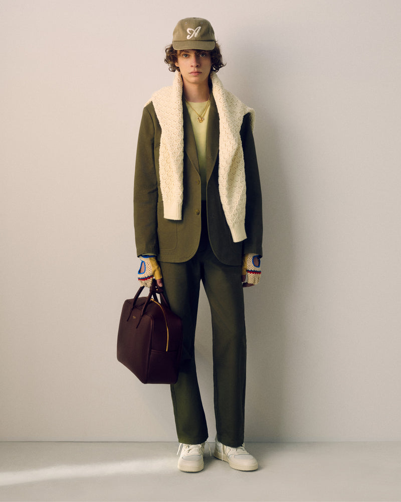 Single-Breasted Washed Twill Suit Jacket