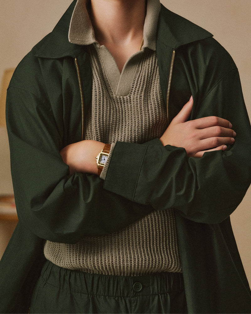 Long-Sleeve Mesh Knit Polo