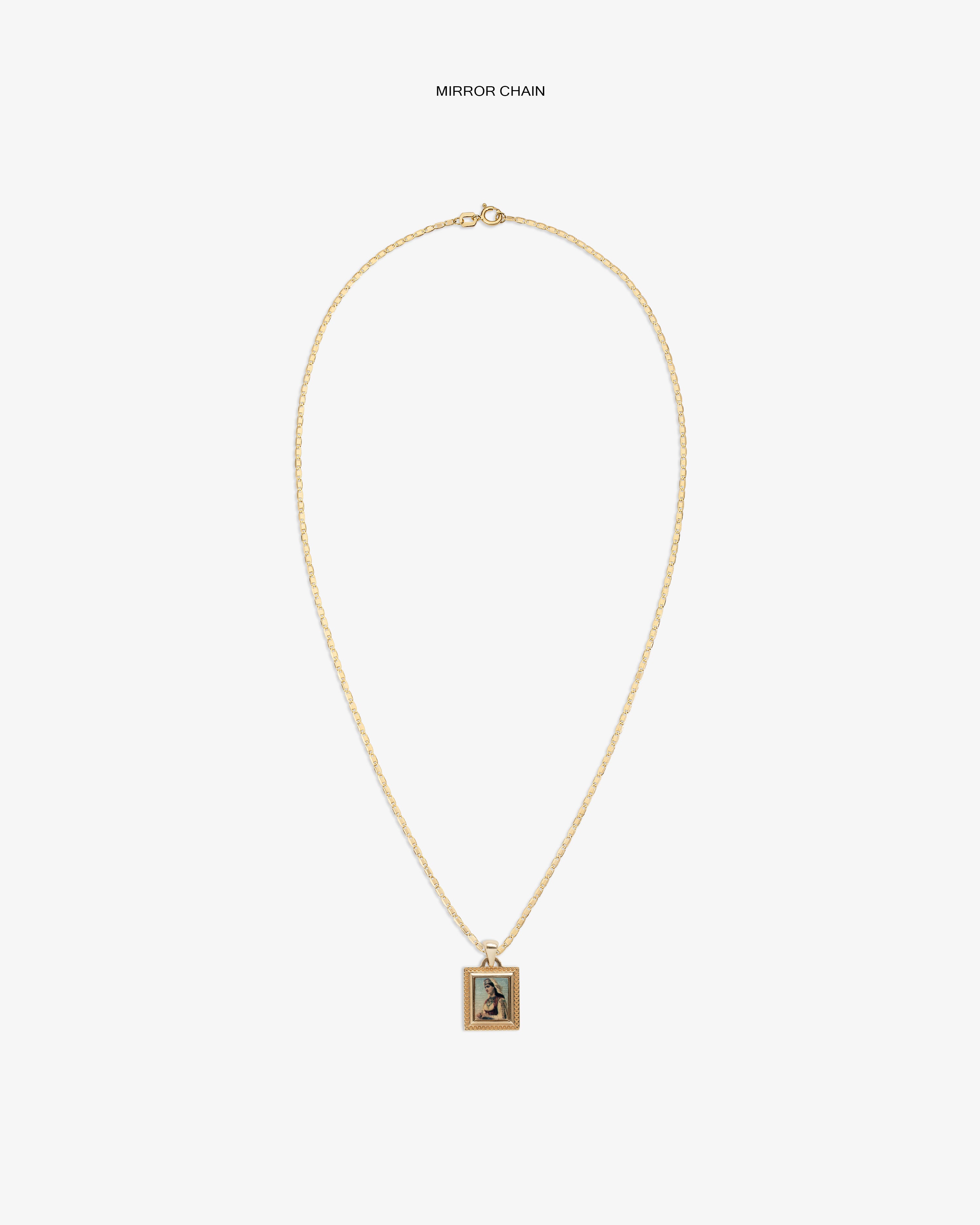 14Kt Gold Pendant featuring an engraved rectangular figure, shown on a plain white background.