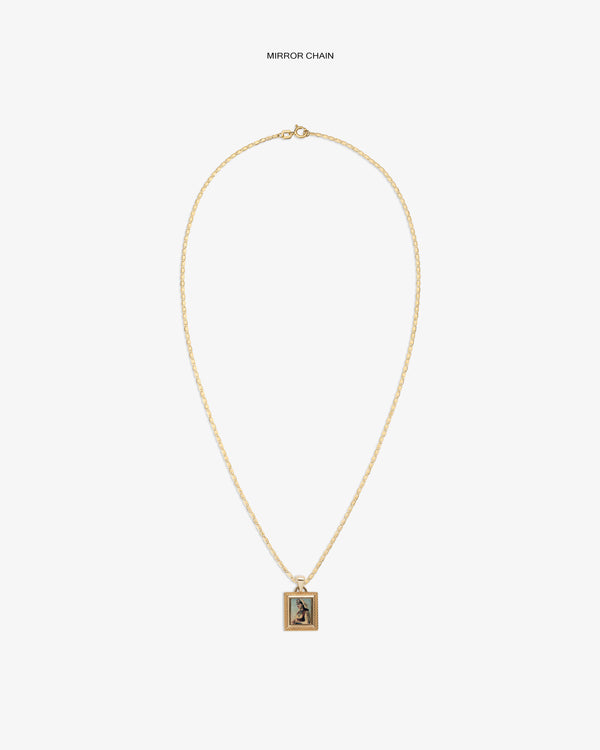 14Kt Gold Pendant featuring an engraved rectangular figure, shown on a plain white background.