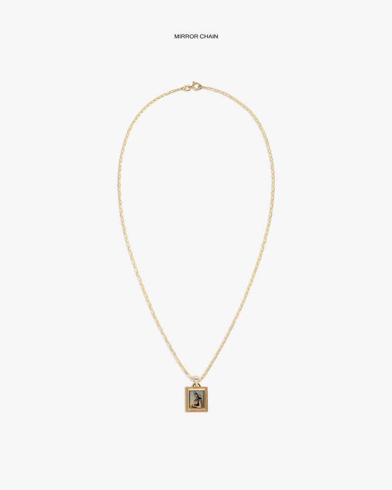 14Kt Gold Pendant featuring an engraved rectangular figure, shown on a plain white background.