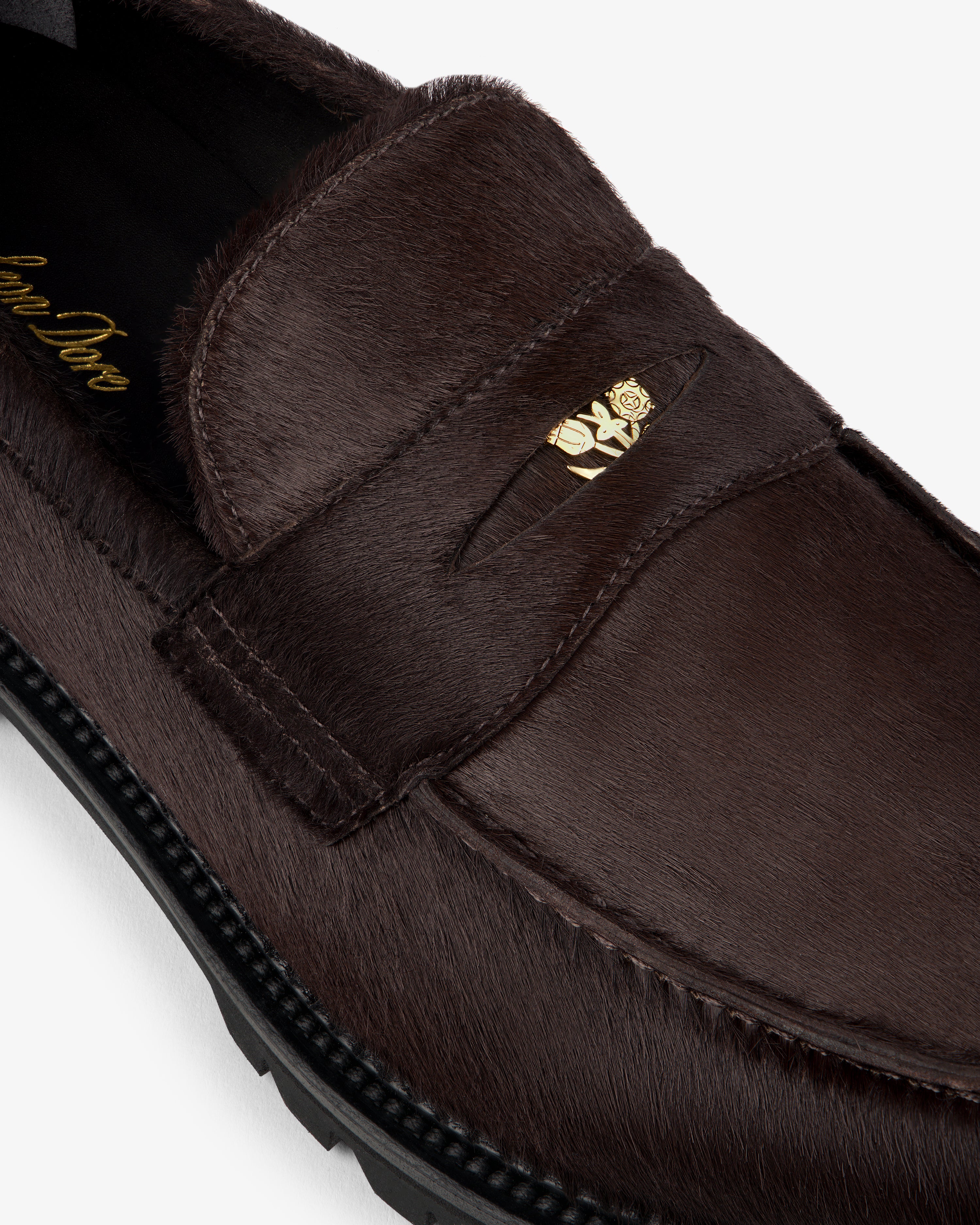 Lug Sole Calf Hair Queens Crest Loafer