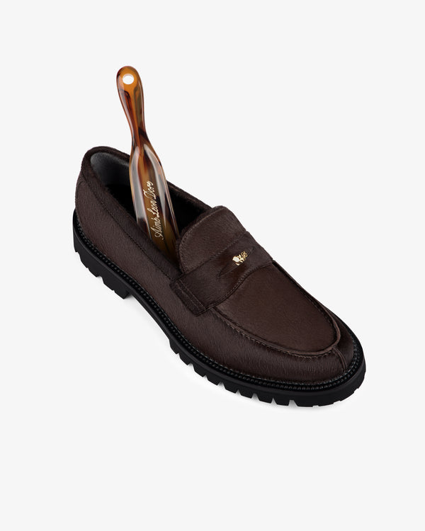 Lug Sole Calf Hair Queens Crest Loafer