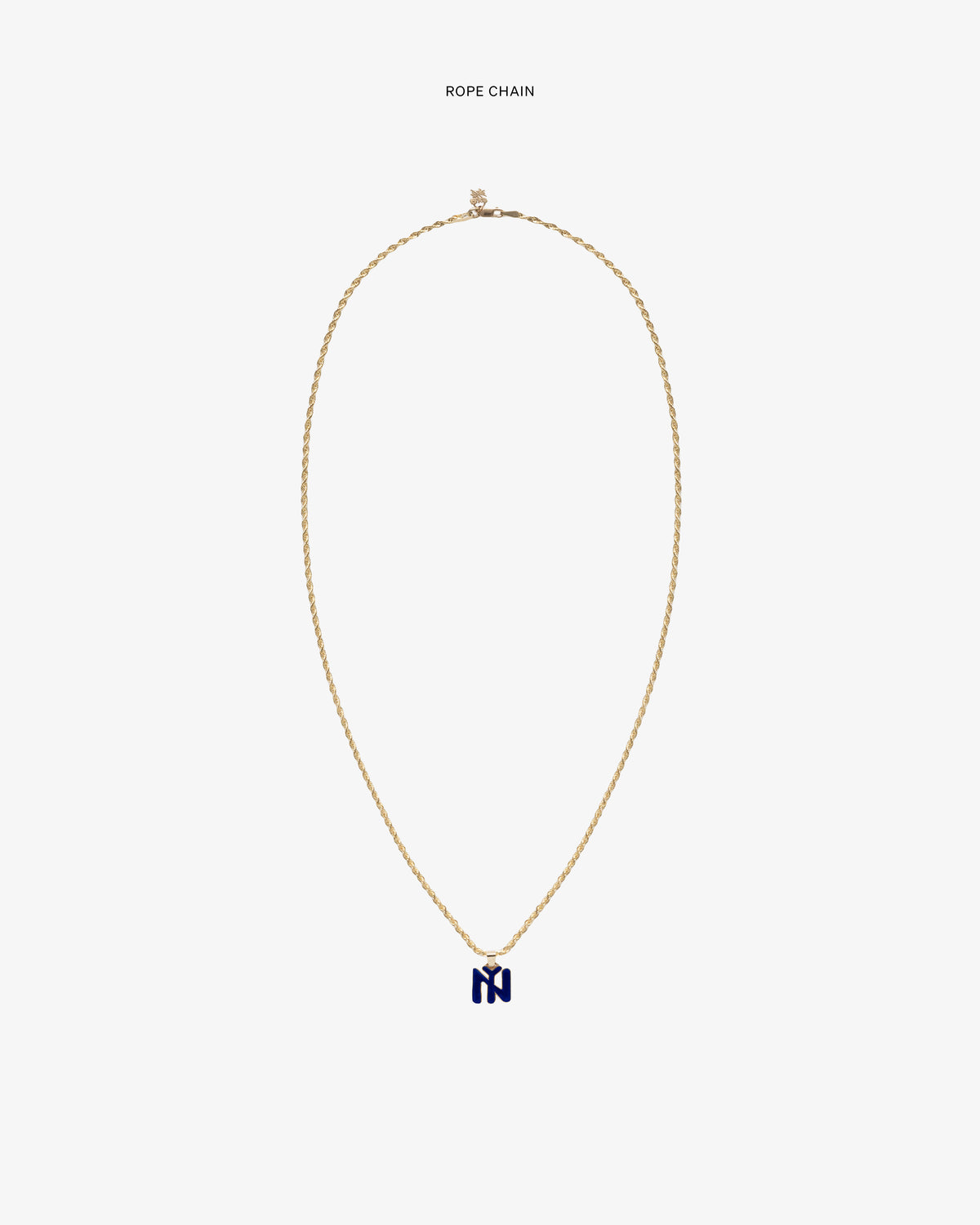 14Kt Gold Pendant necklace with a blue geometric charm, shown against a plain white background.