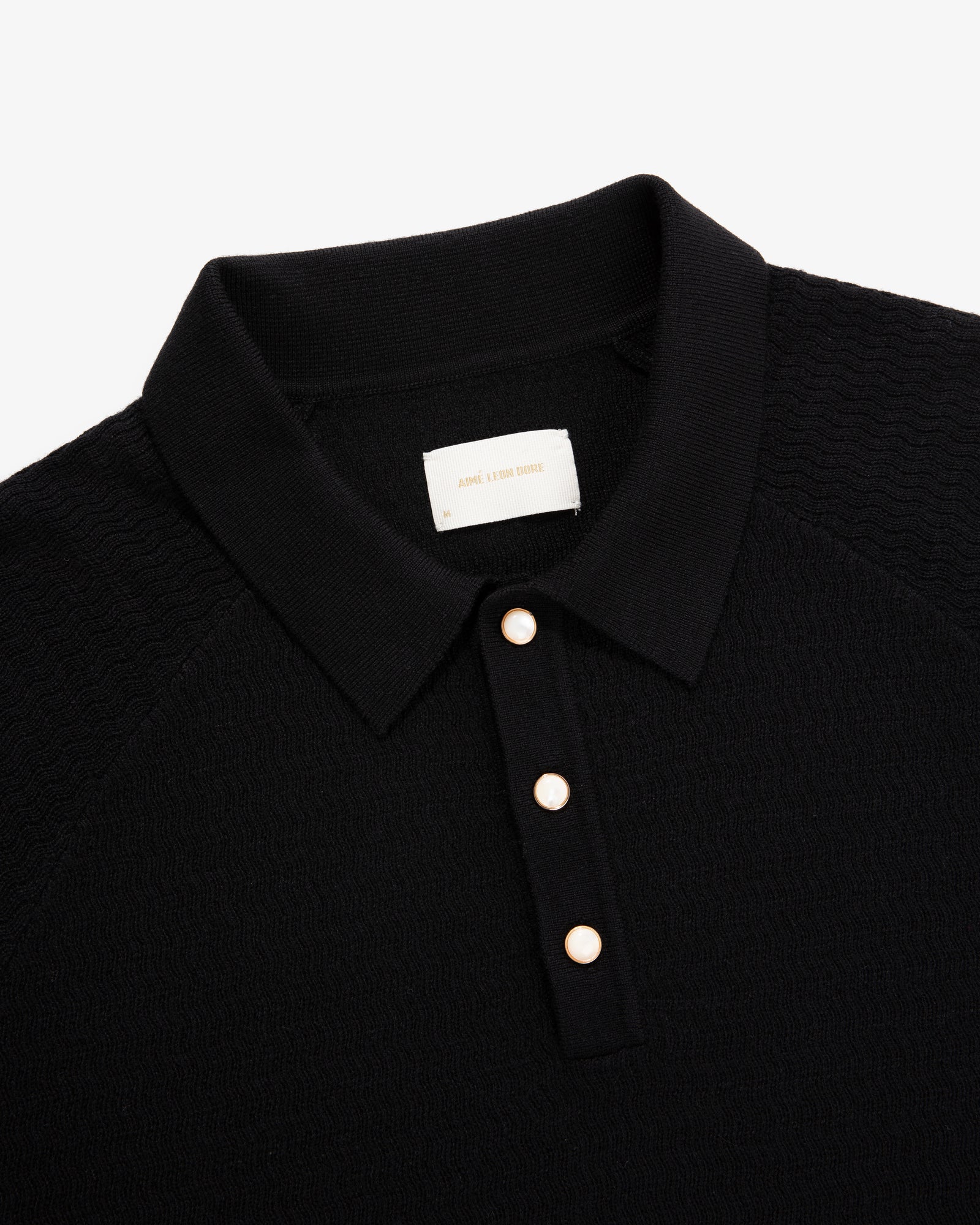 Long-Sleeve Pearl Button Polo