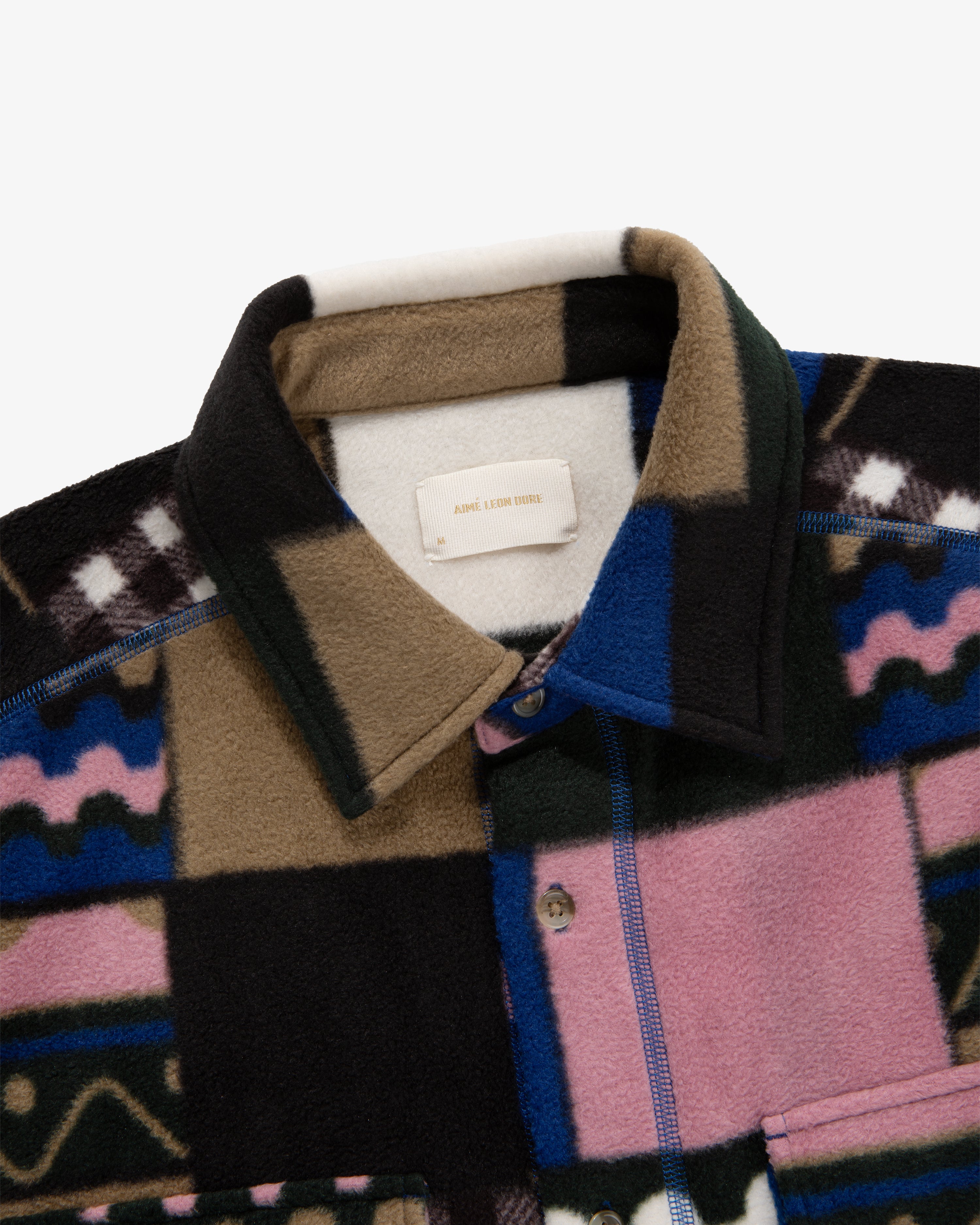 Printed Patchwork Fleece Shirt