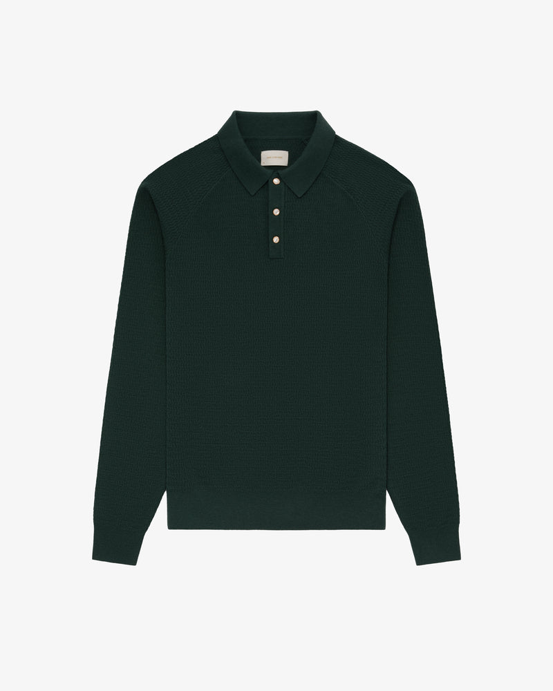 Long-Sleeve Pearl Button Polo