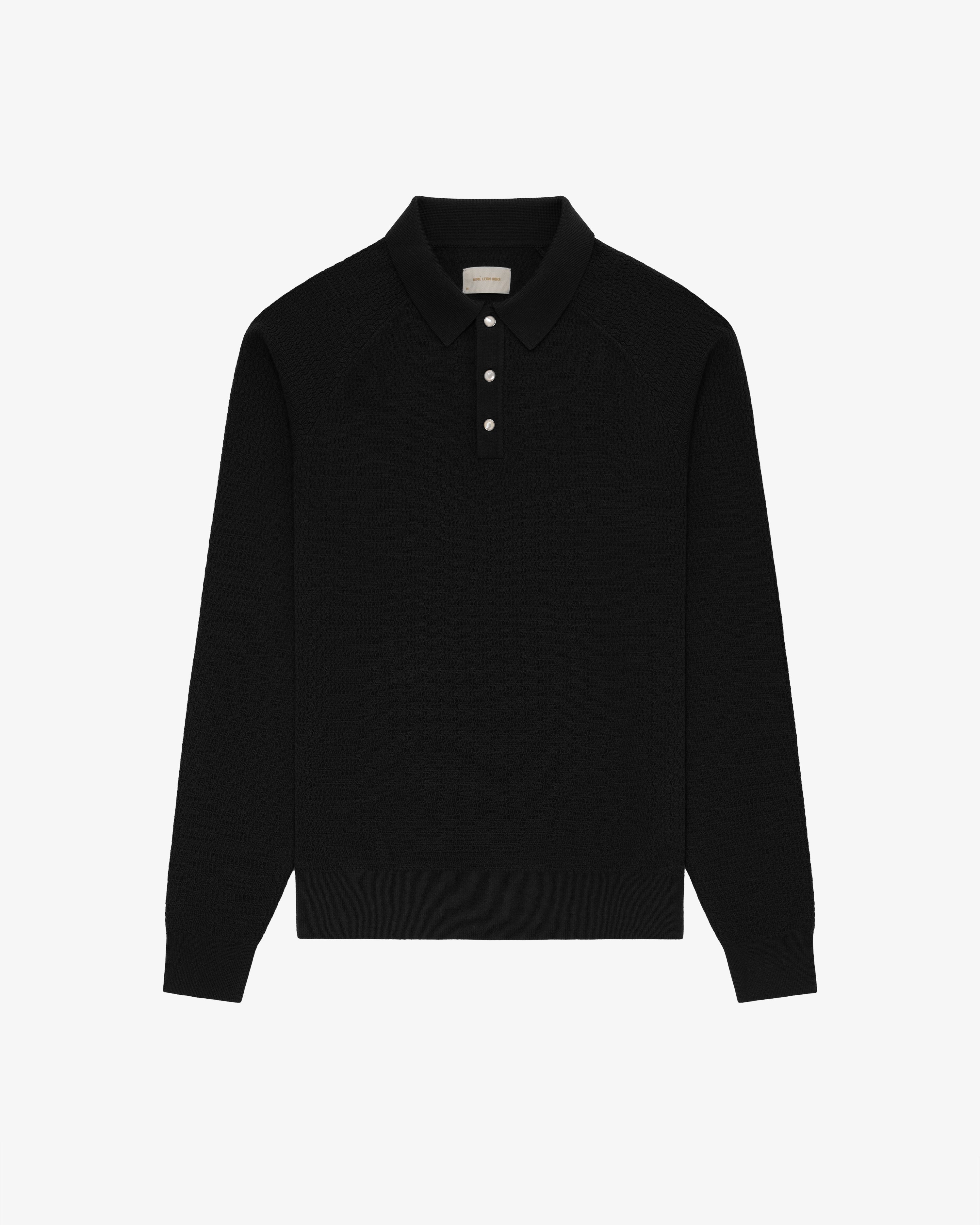 Long-Sleeve Pearl Button Polo