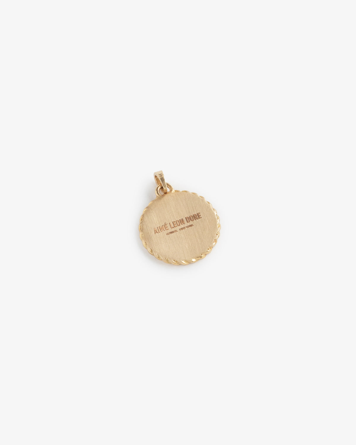 14Kt Gold Sappho Poet Relief Pendant with textured edge and engraved detail, shown against a white background.
