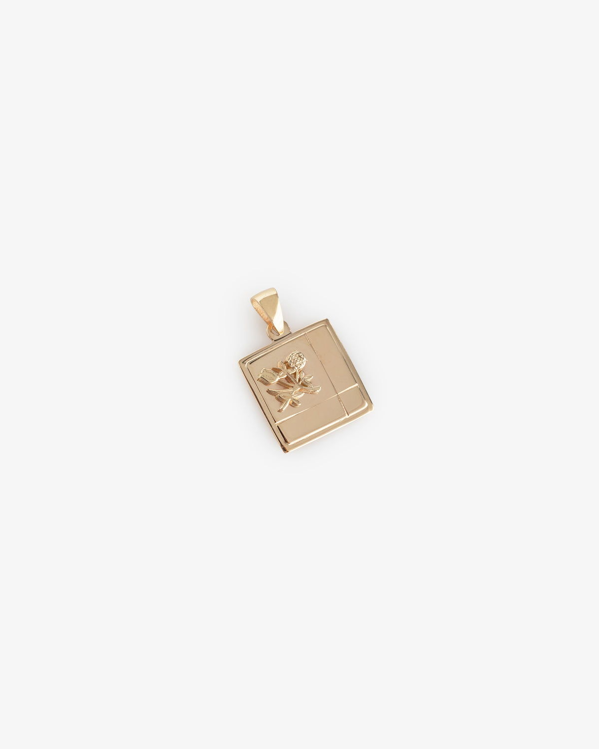 14Kt Gold Floral Crest Pendant with engraved design, displayed against a plain white background.