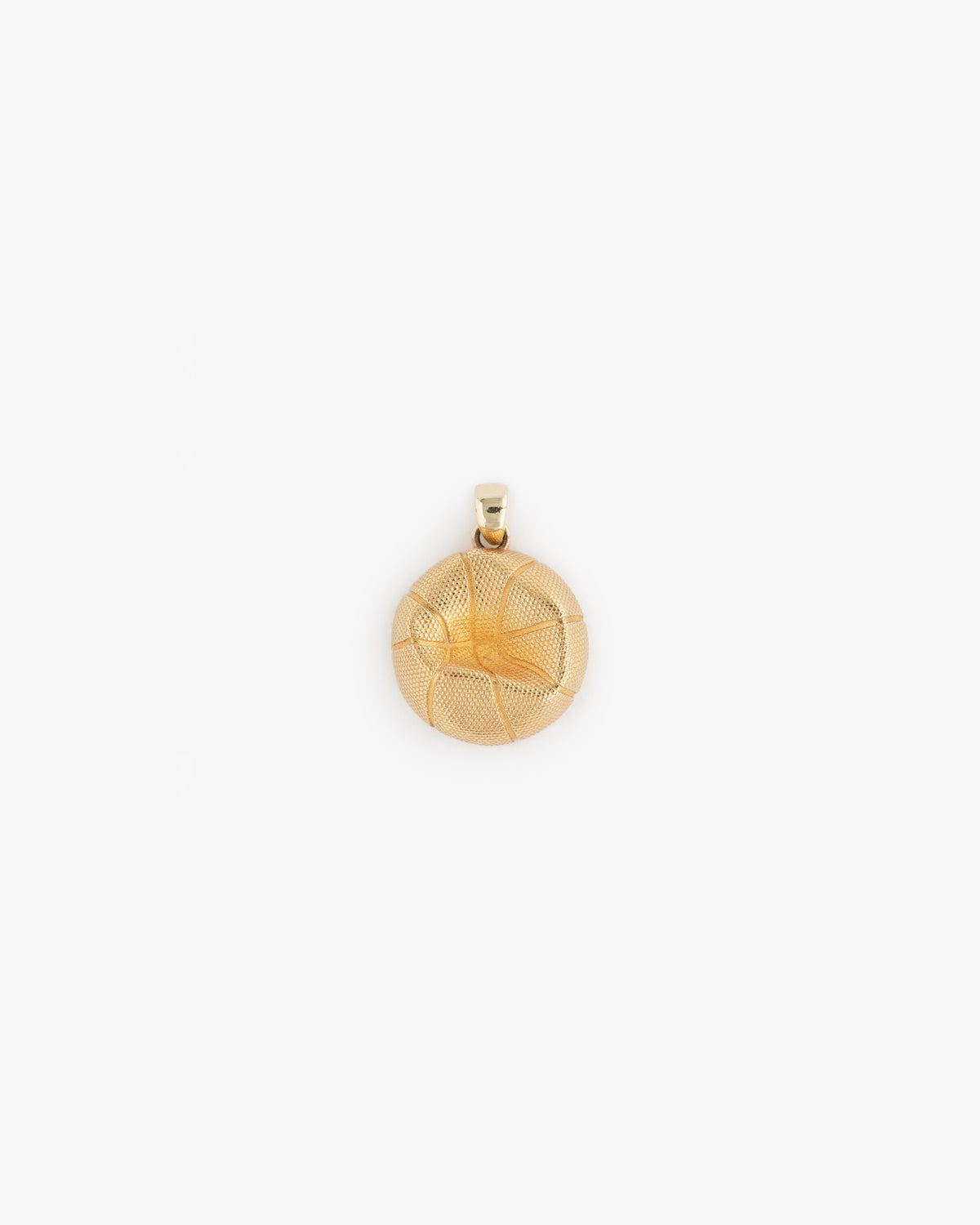 14Kt Gold Basketball Pendant with a textured round design, displayed on a simple white background.