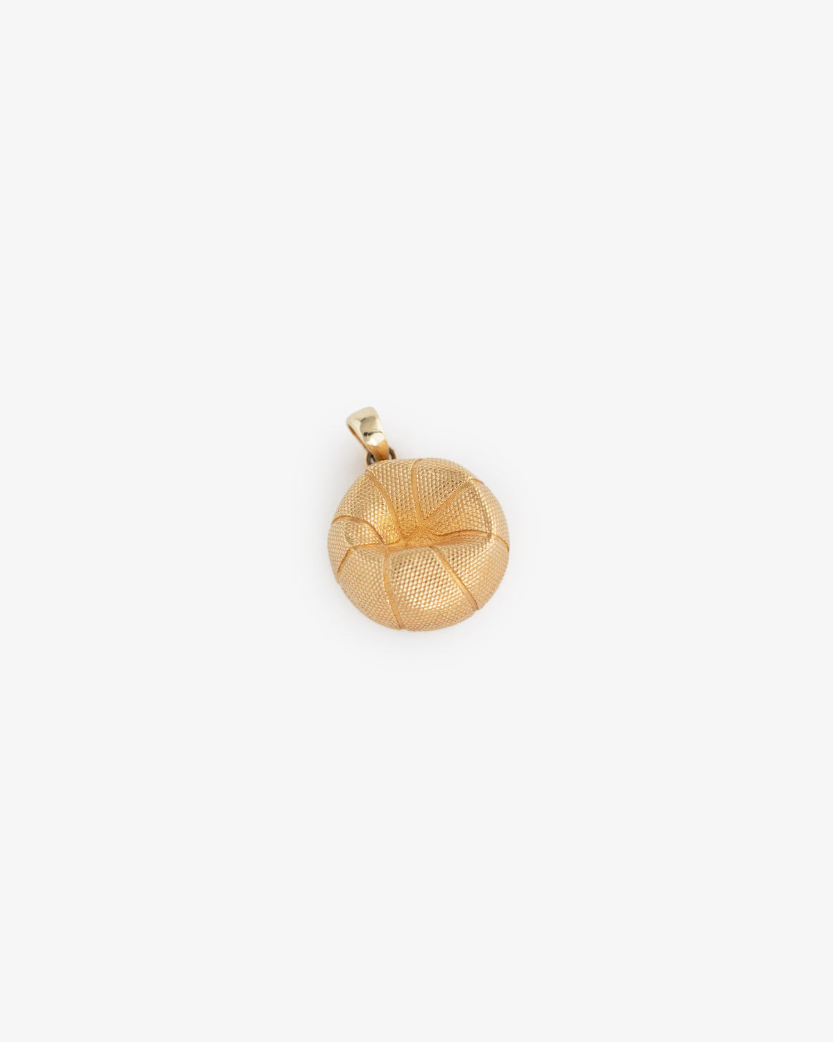 14Kt Gold Basketball Pendant with textured detailing, photographed on a plain white background.