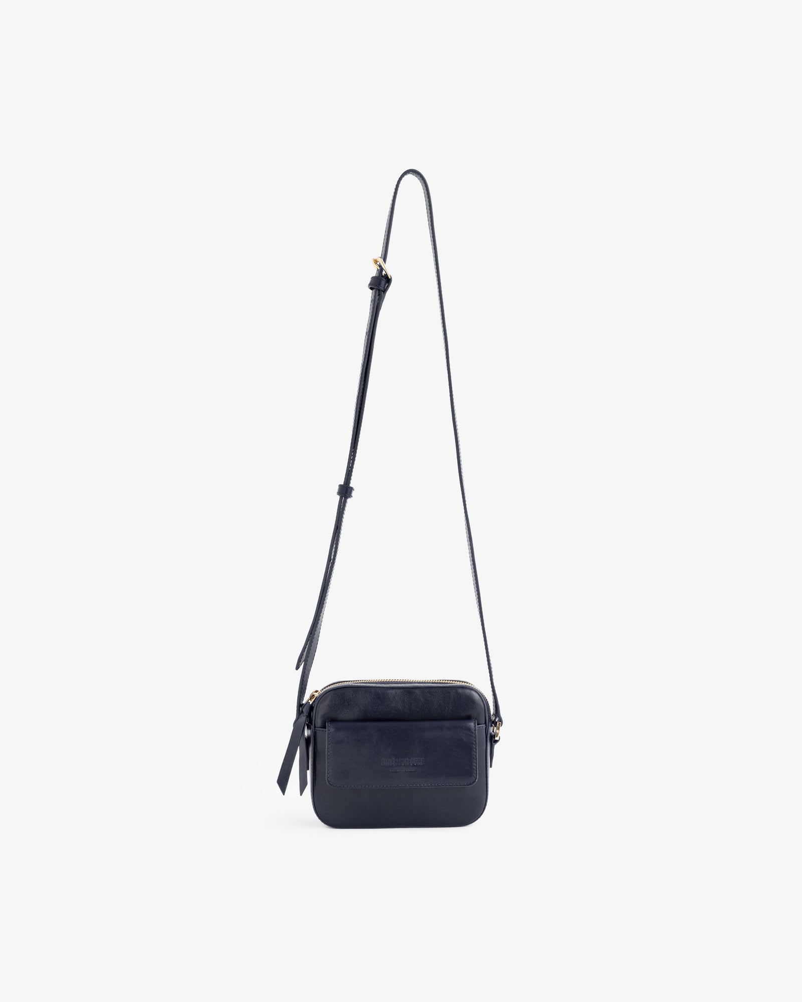 Debossed Logo Leather Shoulder Bag