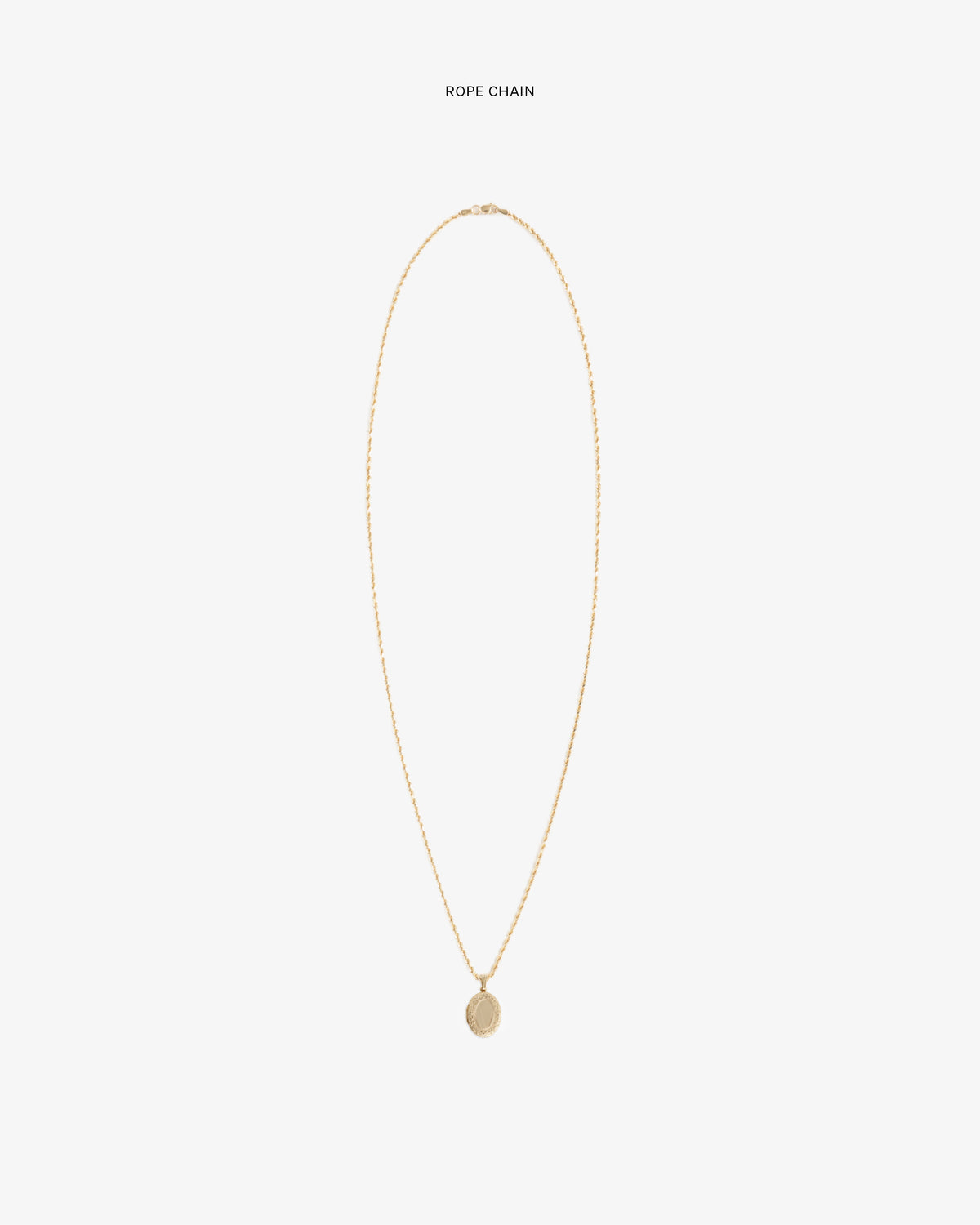 14Kt Gold Pendant with rope chain, shown on white with “ROPE CHAIN” label above.
