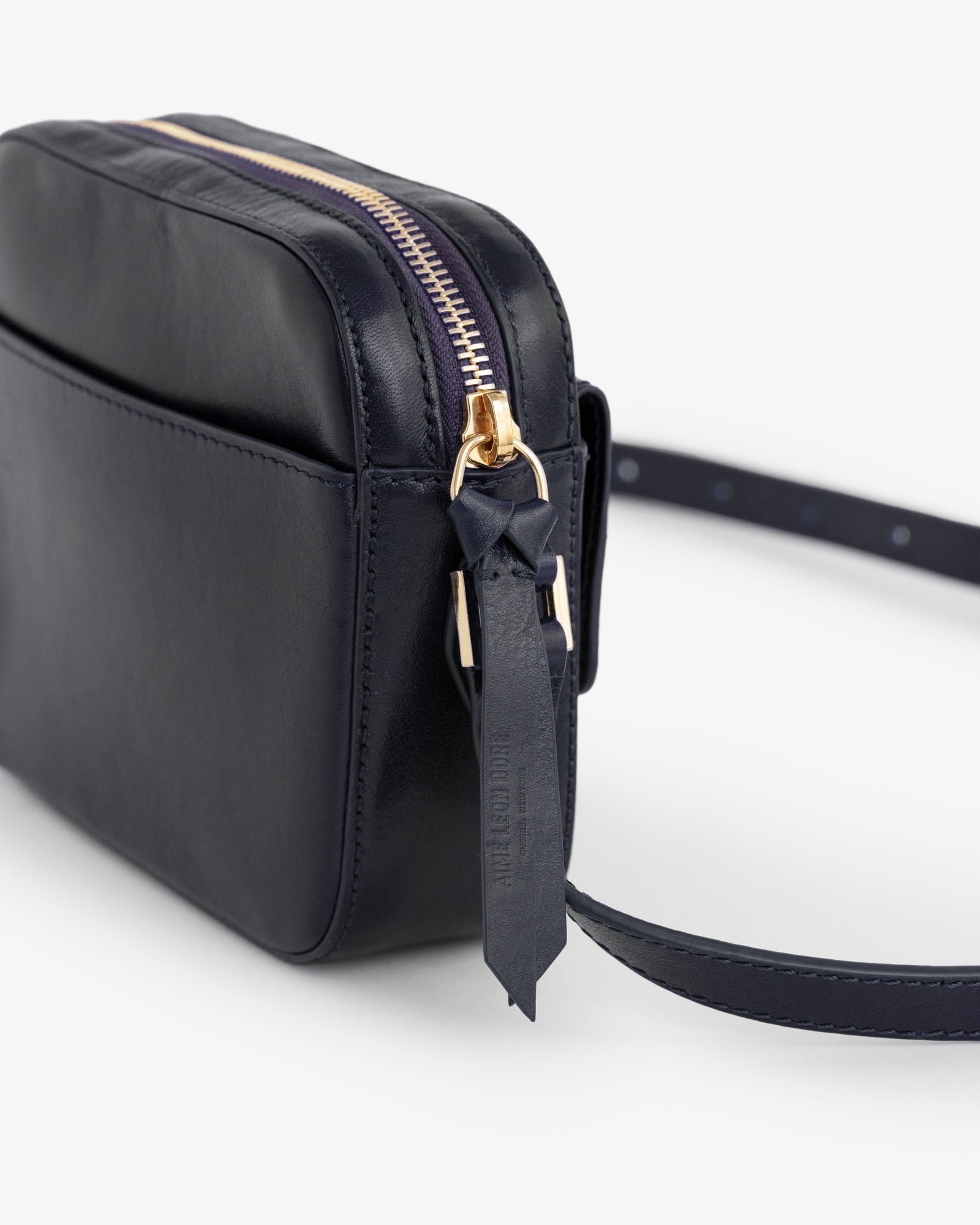 Debossed Logo Leather Shoulder Bag