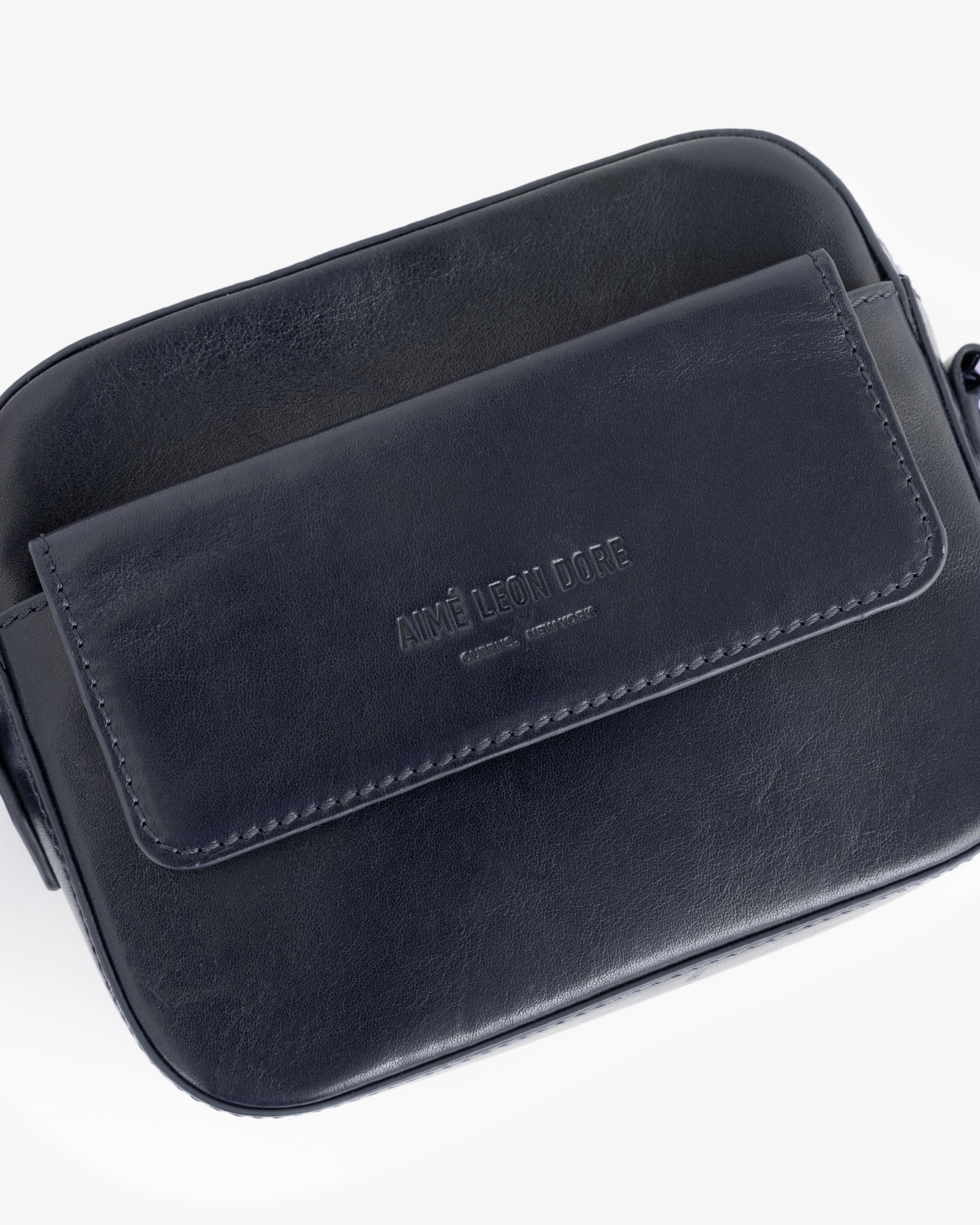 Debossed Logo Leather Shoulder Bag