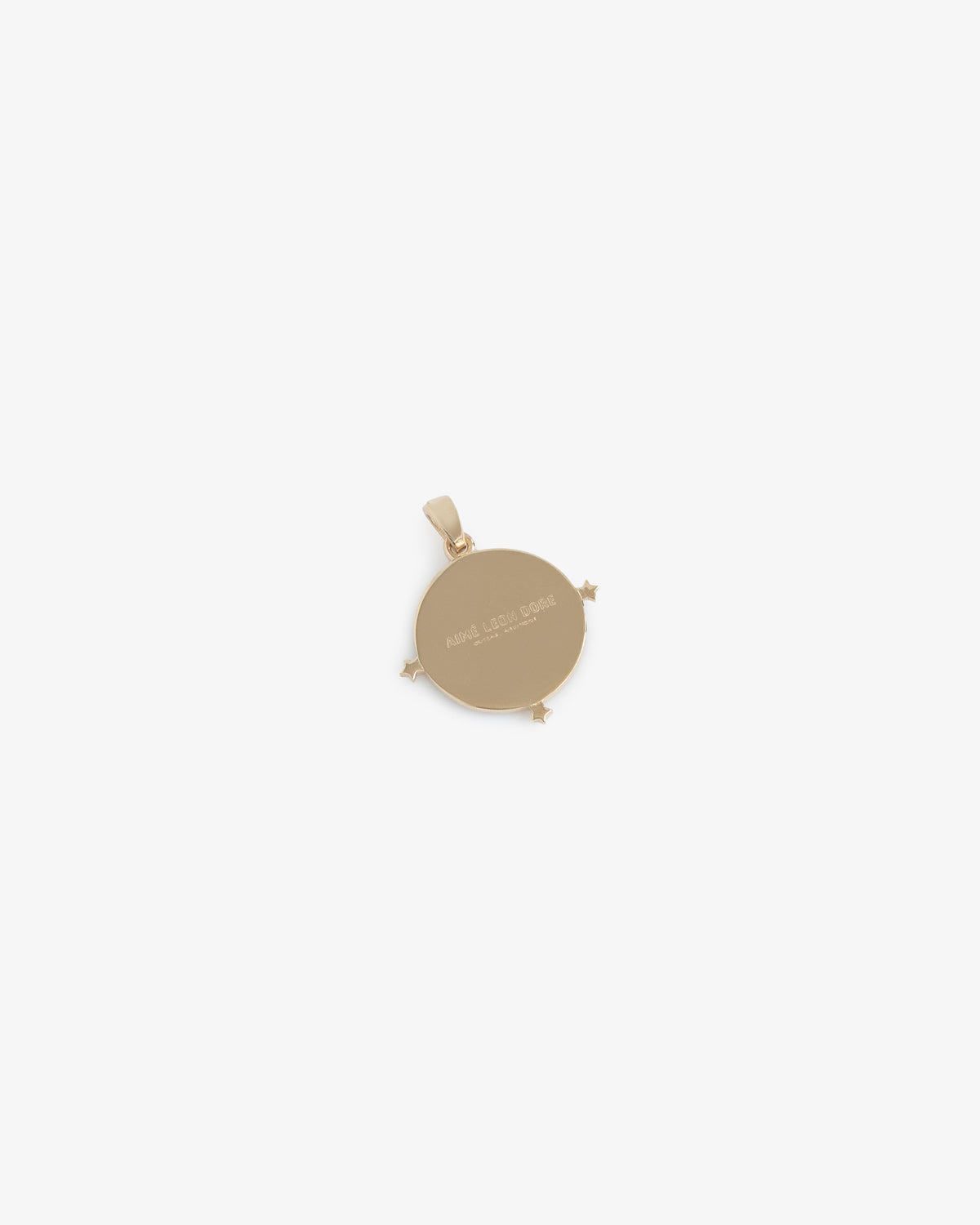 14Kt Gold Rose Pendant with three small star accents and engraved text on a plain white background.